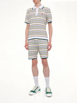 Tuck Stitch Polo Shirt in White