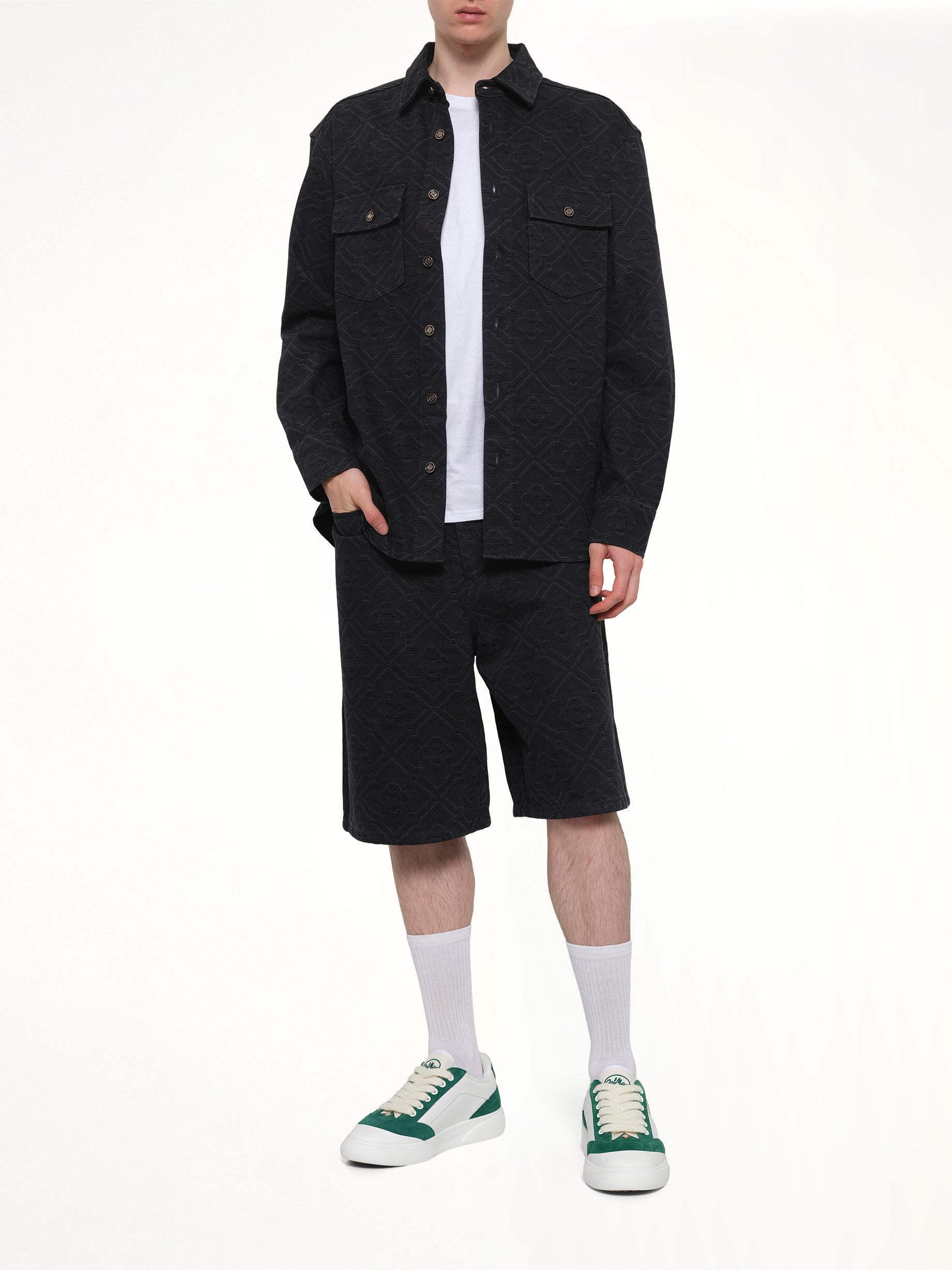 CASABLANCA Laser Monogram Denim Shirt in Black Full Reference from MARAIS