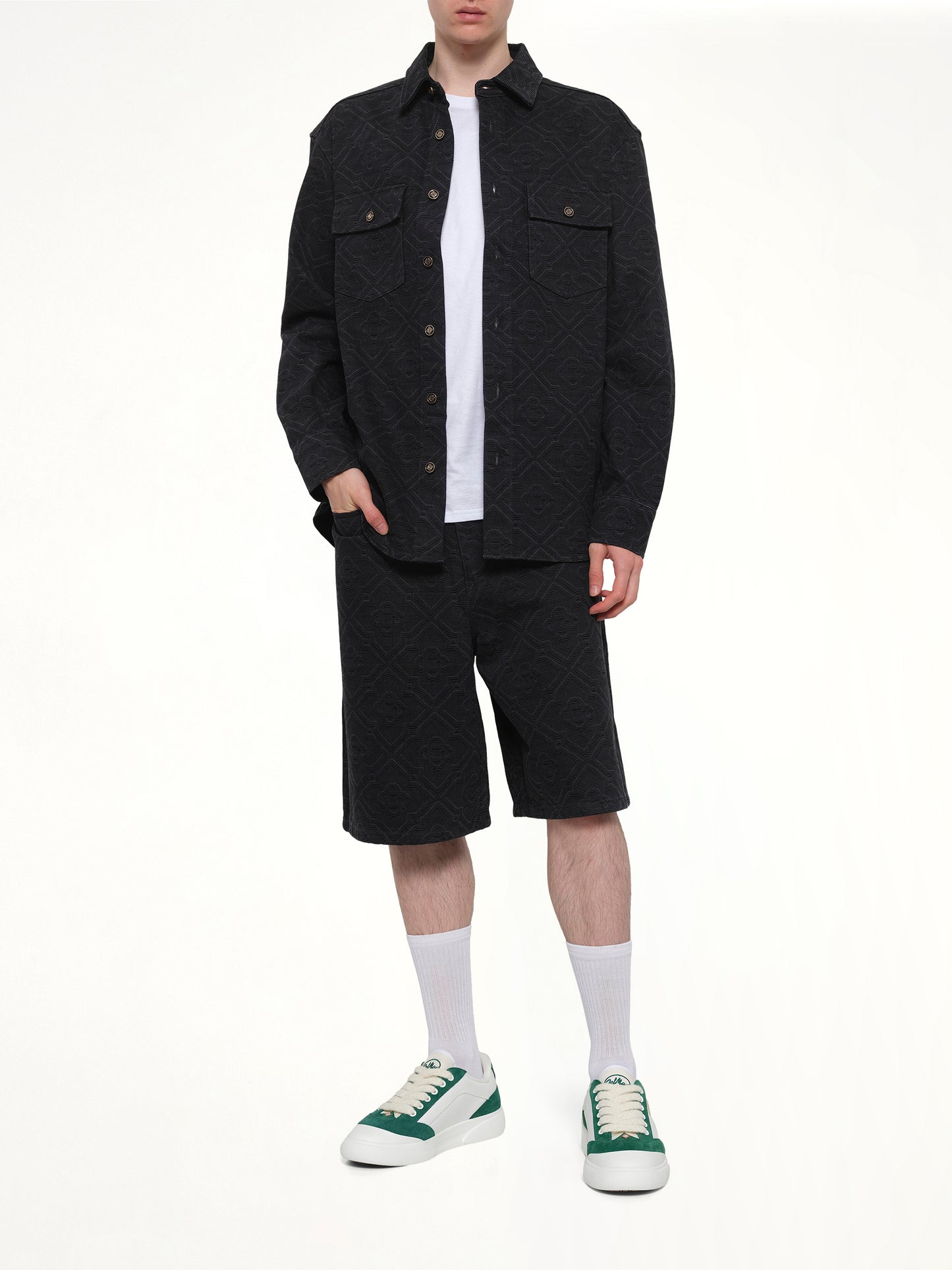 Laser Monogram Denim Shirt in Black