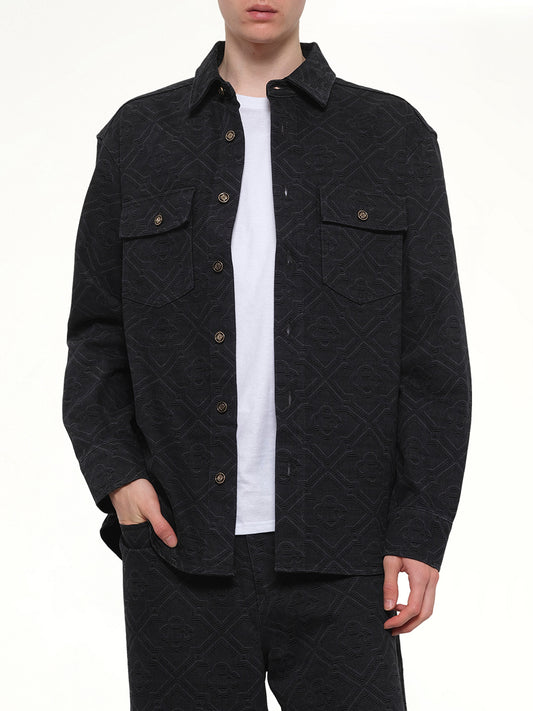Laser Monogram Denim Shirt in Black