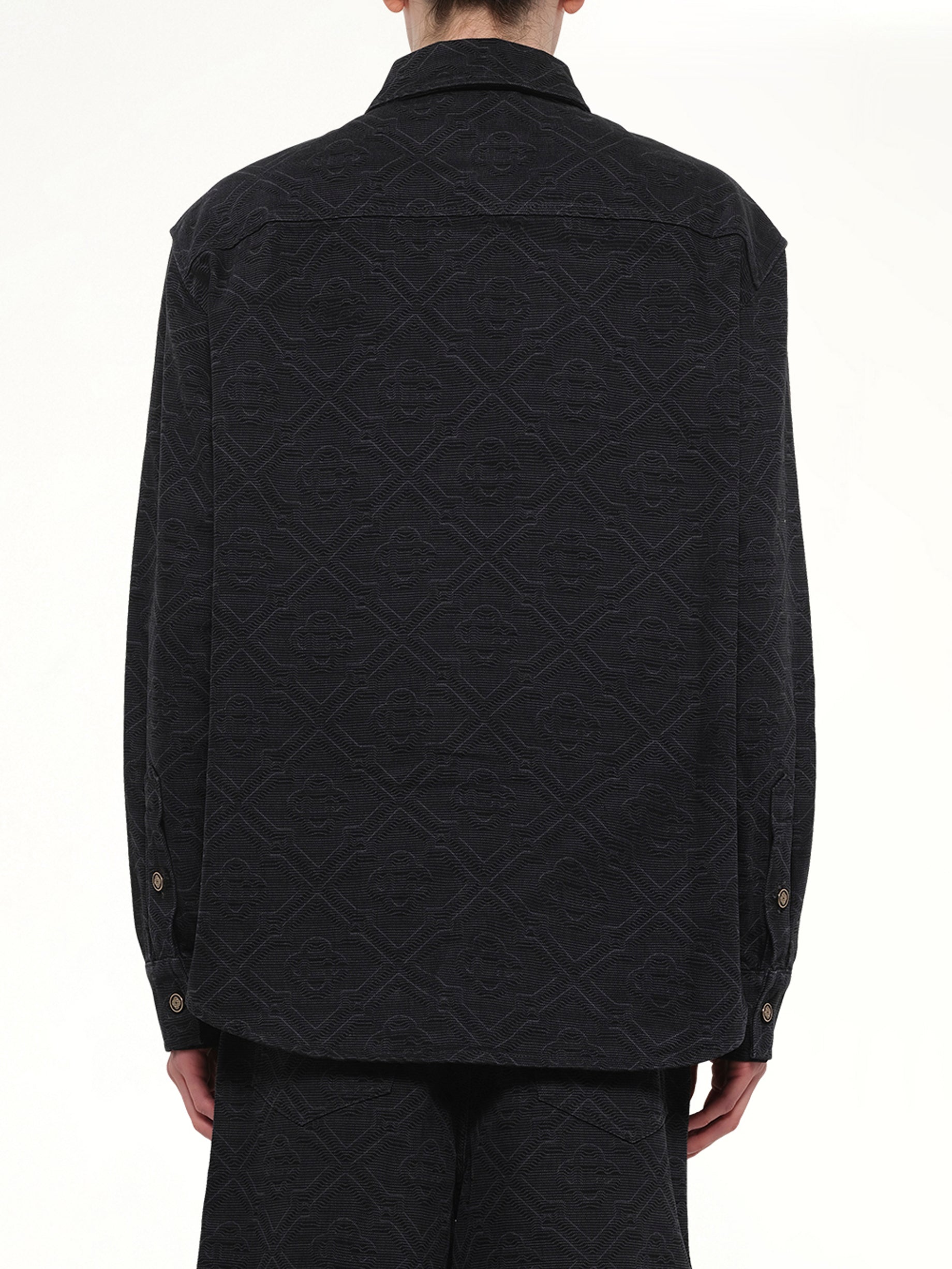 CASABLANCA Laser Monogram Denim Shirt in Black Back View from MARAIS