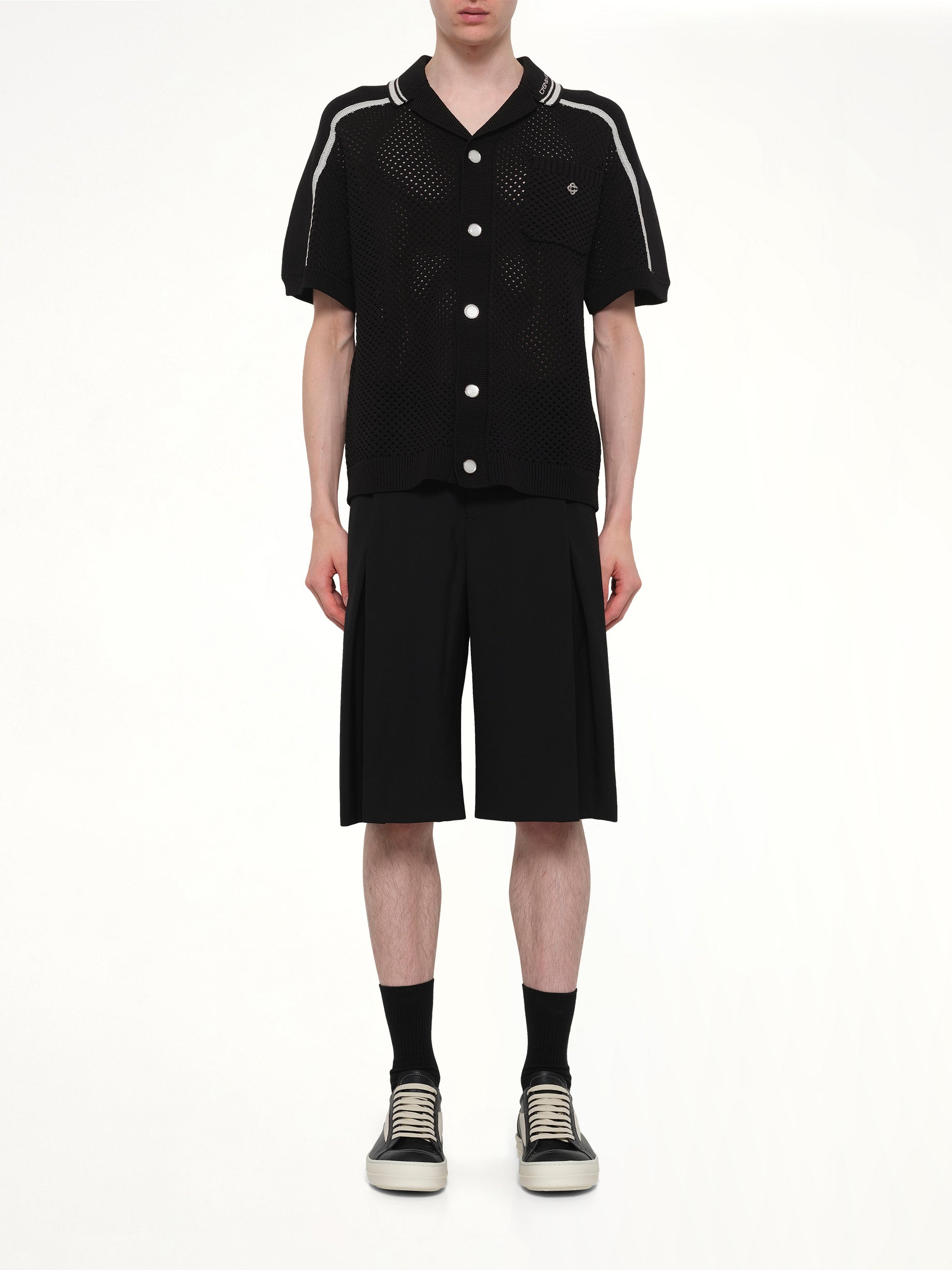 CASABLANCA , Casablanca Mesh Shirt in Black Model View from MARAIS
