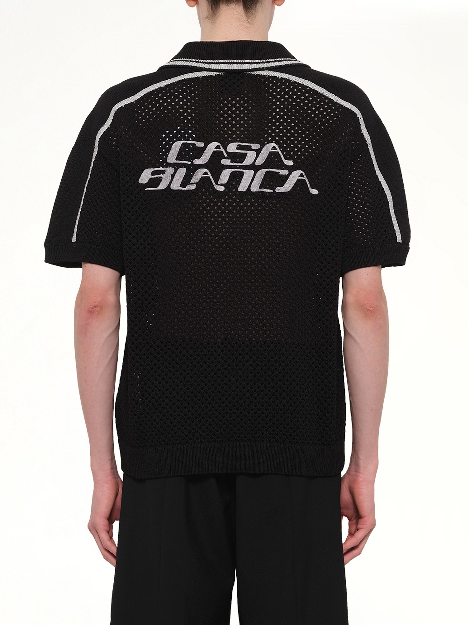 CASABLANCA , Casablanca Mesh Shirt in Black Back View from MARAIS