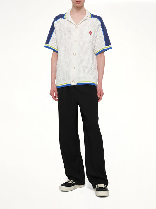 Crochet Shirt in Navy/White