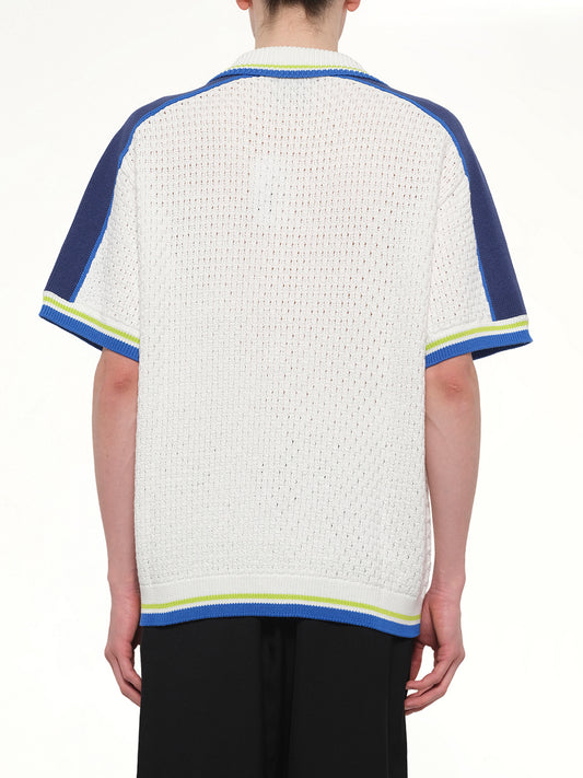 Crochet Shirt in Navy/White