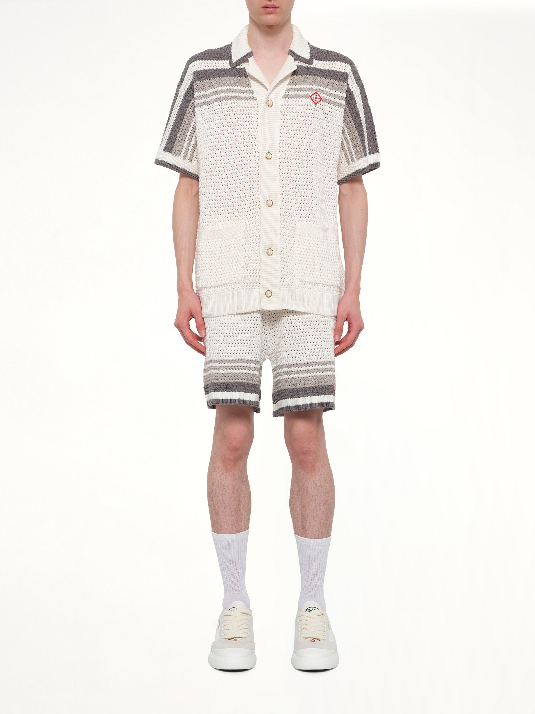 CASABLANCA , 
, Crochet Shirt in White/Grey Model View from MARAIS