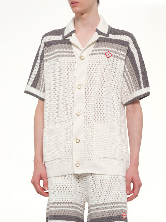 Crochet Shirt in White/Grey