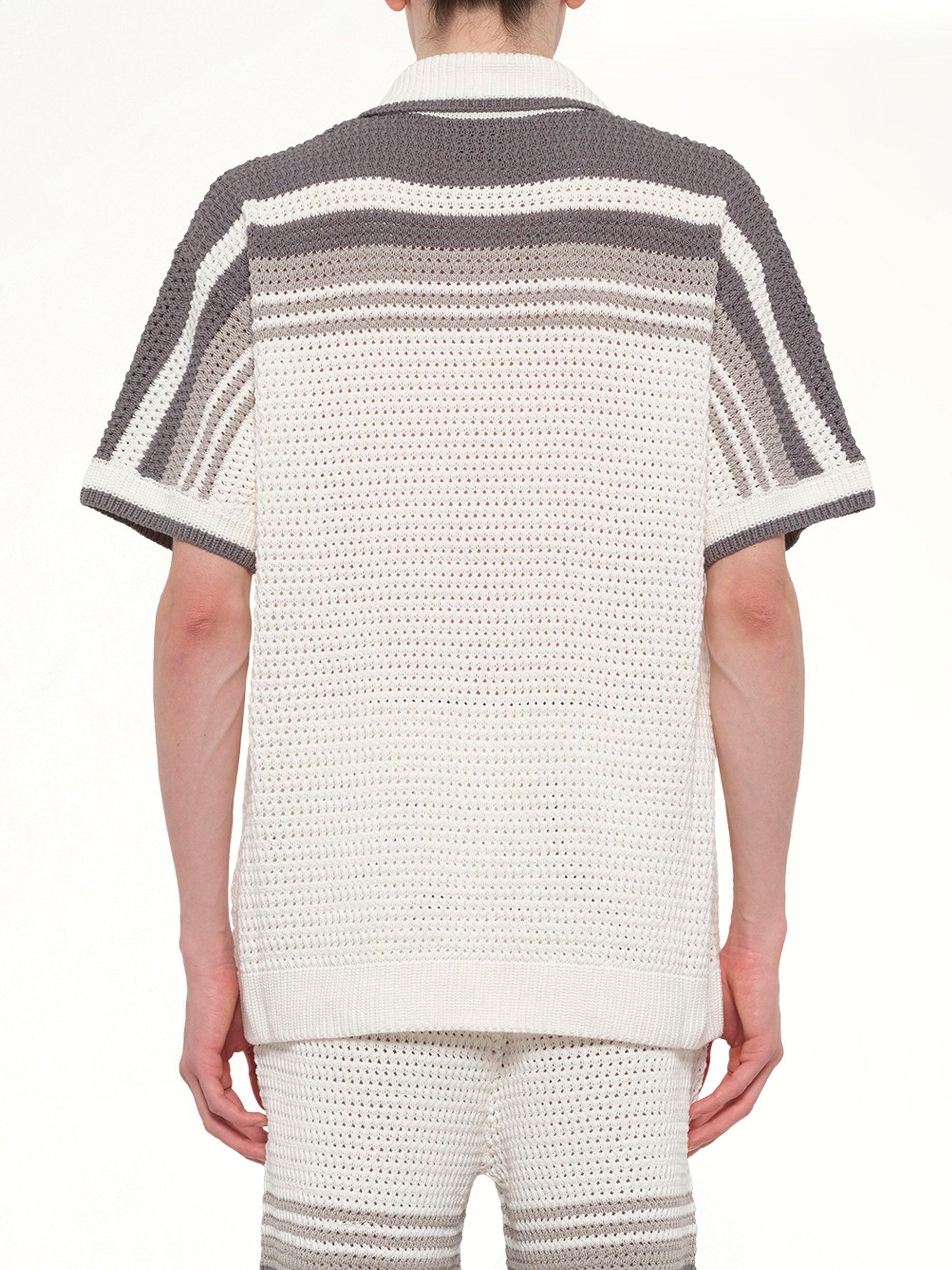 CASABLANCA , 
, Crochet Shirt in White/Grey Back View from MARAIS