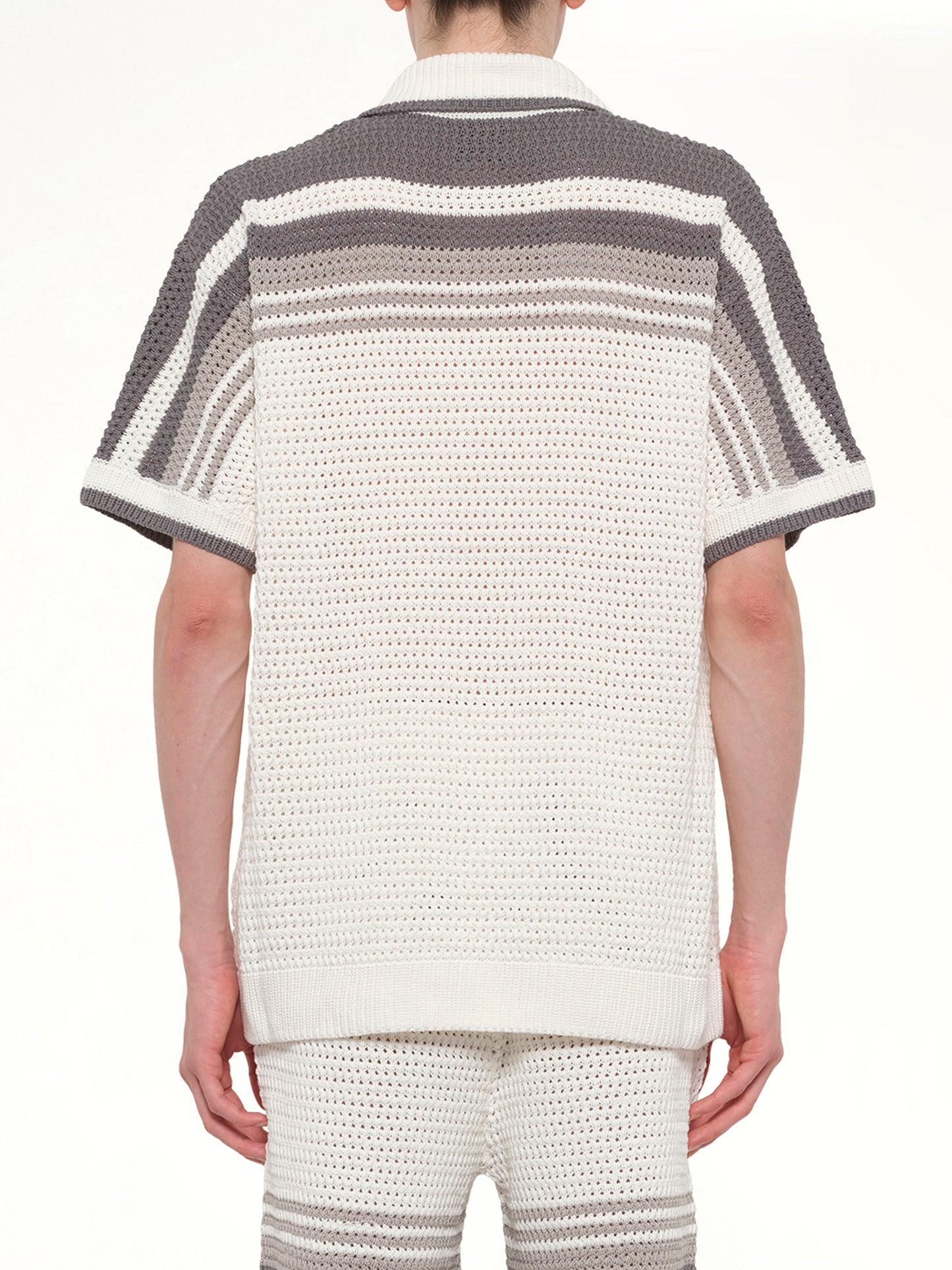 Crochet Shirt in White/Grey