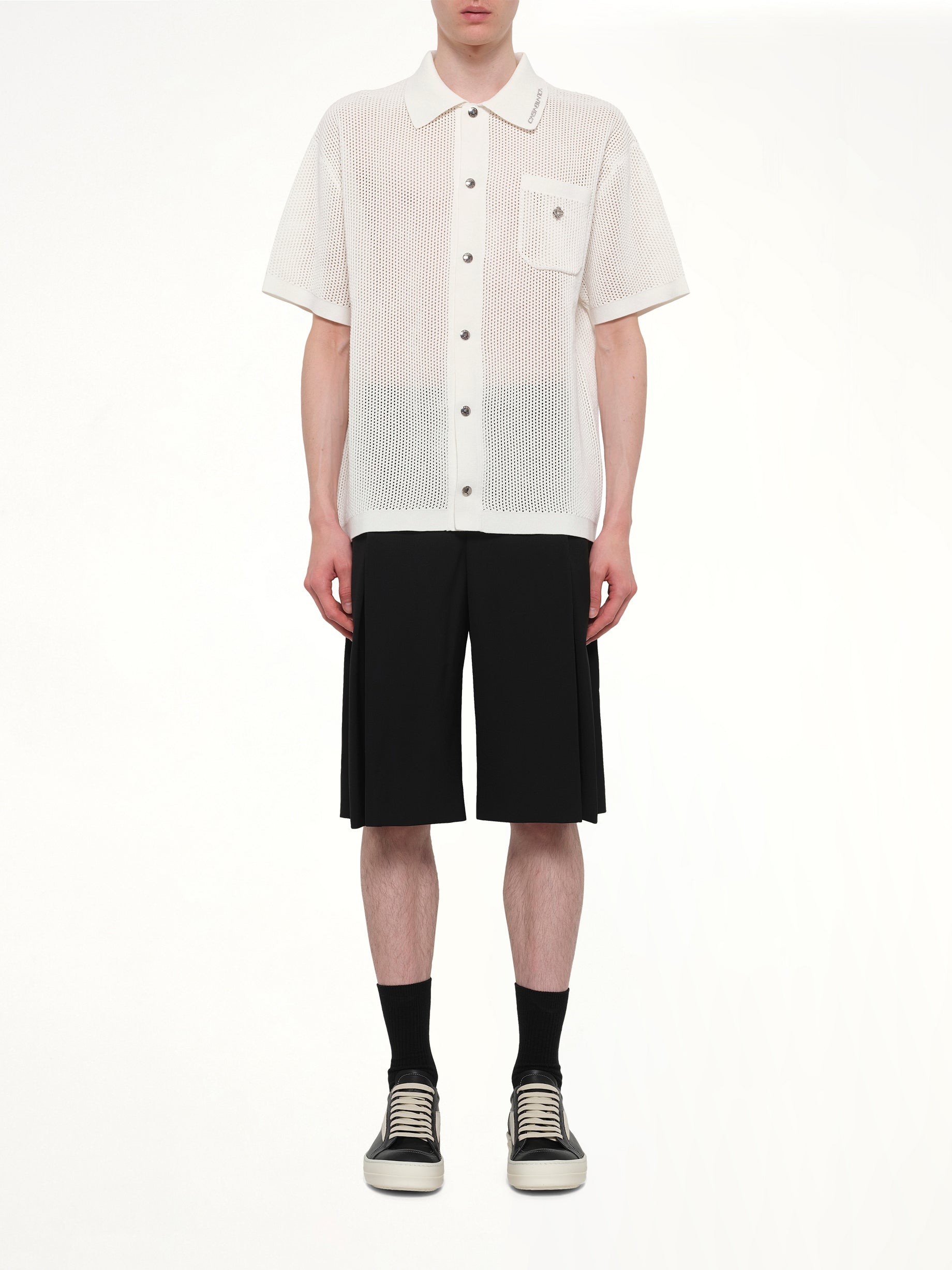 CASABLANCA Mesh Shirt in White Model View from MARAIS