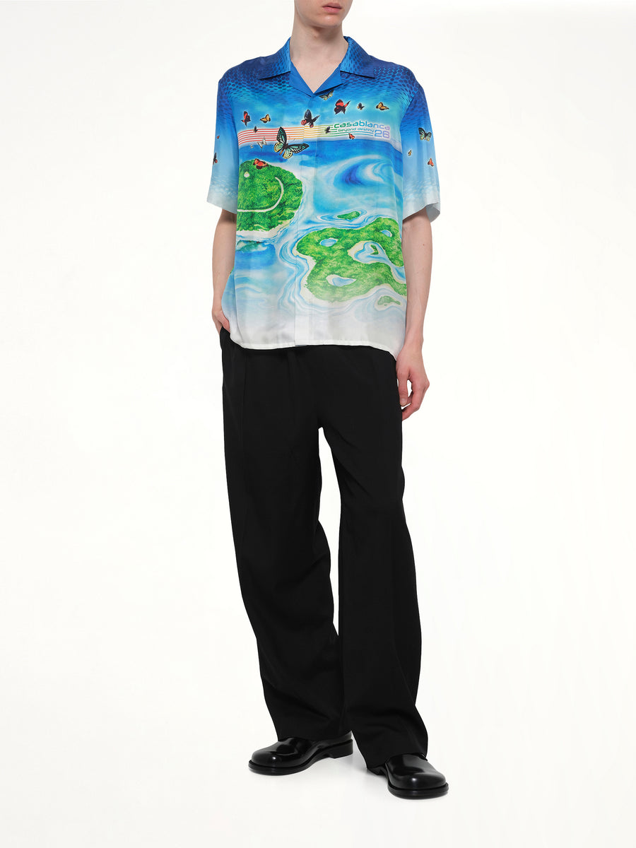 Beyond Destiny Cuban Collar SS Shirt in Blue
