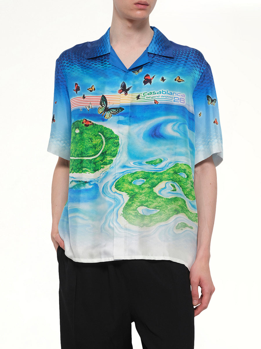 Beyond Destiny Cuban Collar SS Shirt in Blue