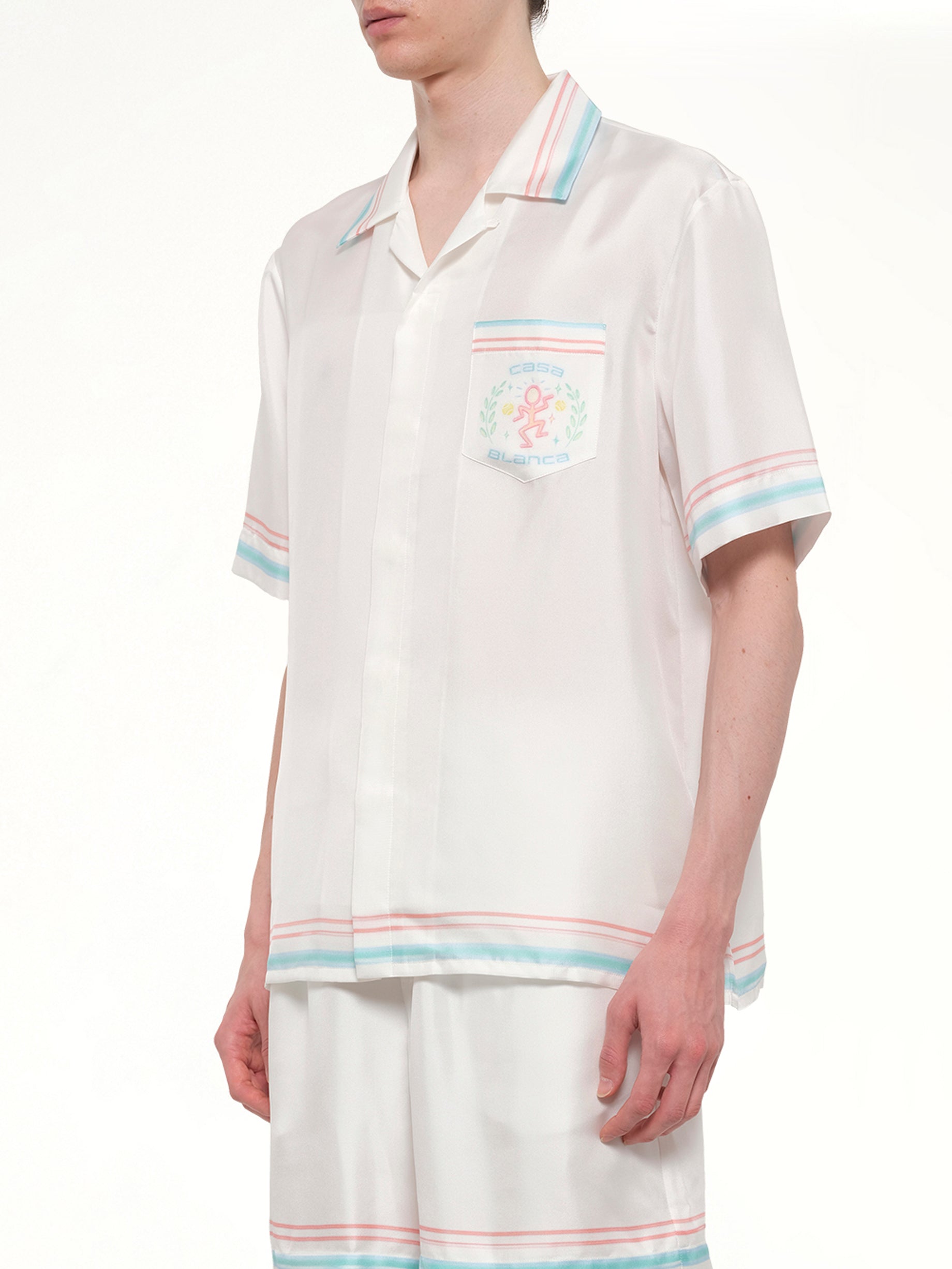 CASABLANCA Dance Joy Cuban Collar SS Shirt in White Side View from MARAIS