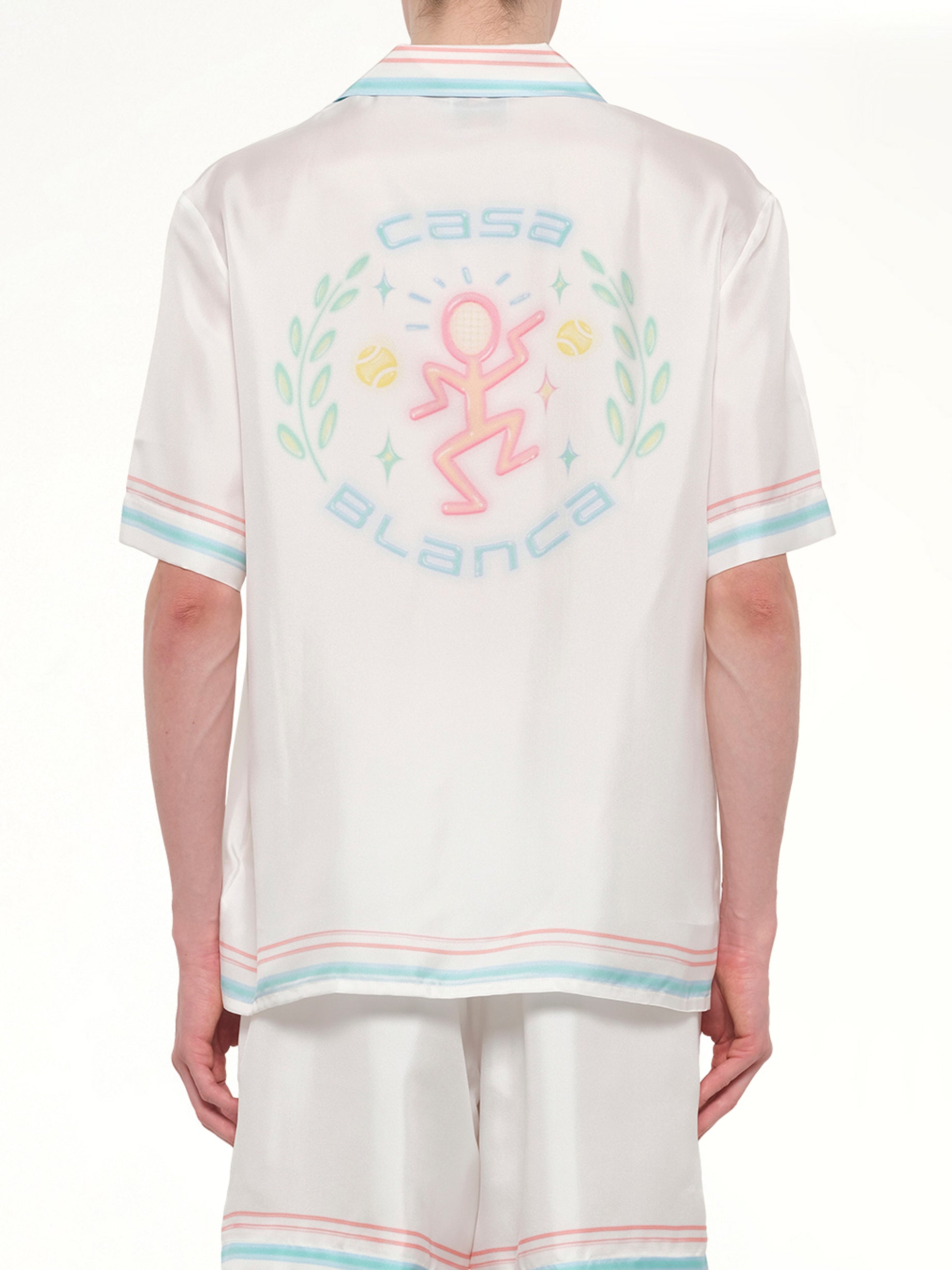 CASABLANCA Dance Joy Cuban Collar SS Shirt in White Back View from MARAIS