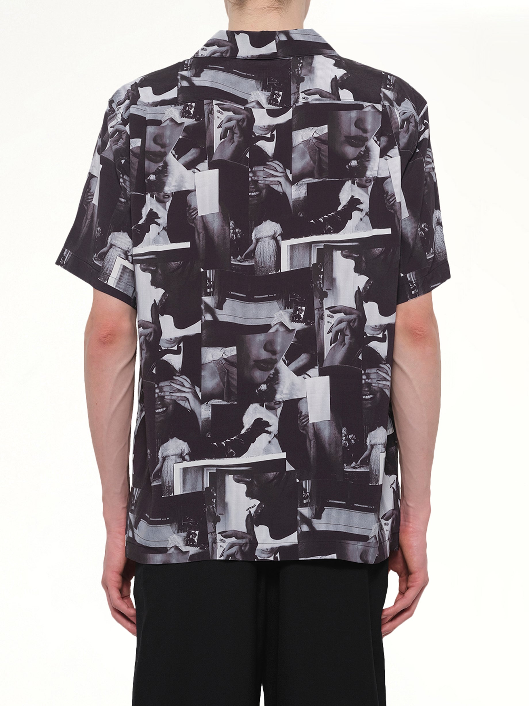 VOWELS Printed Still Shirt in Black Back View from MARAIS