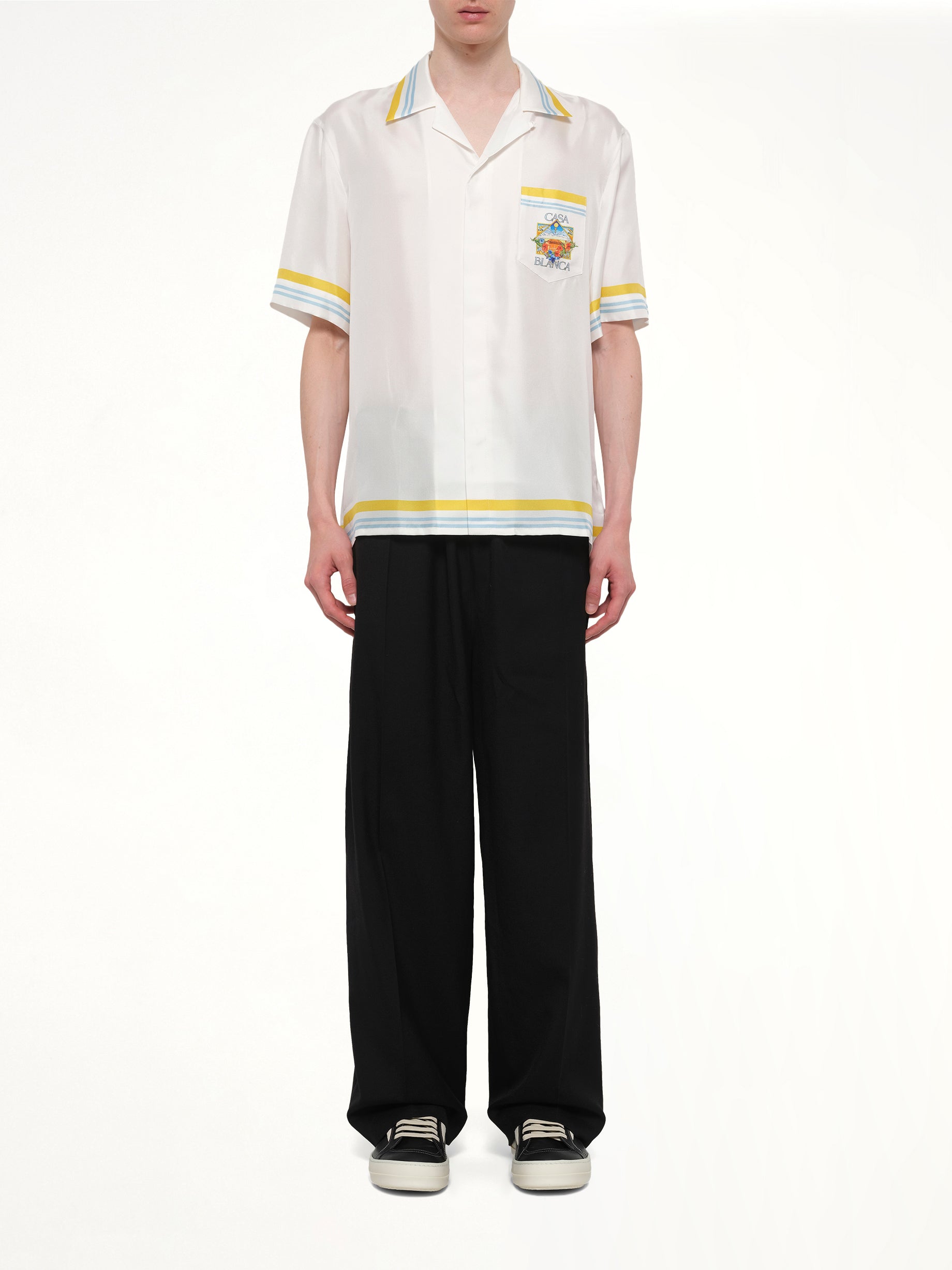 CASABLANCA Tennis Landscape SS Shirt in White Model View from MARAIS