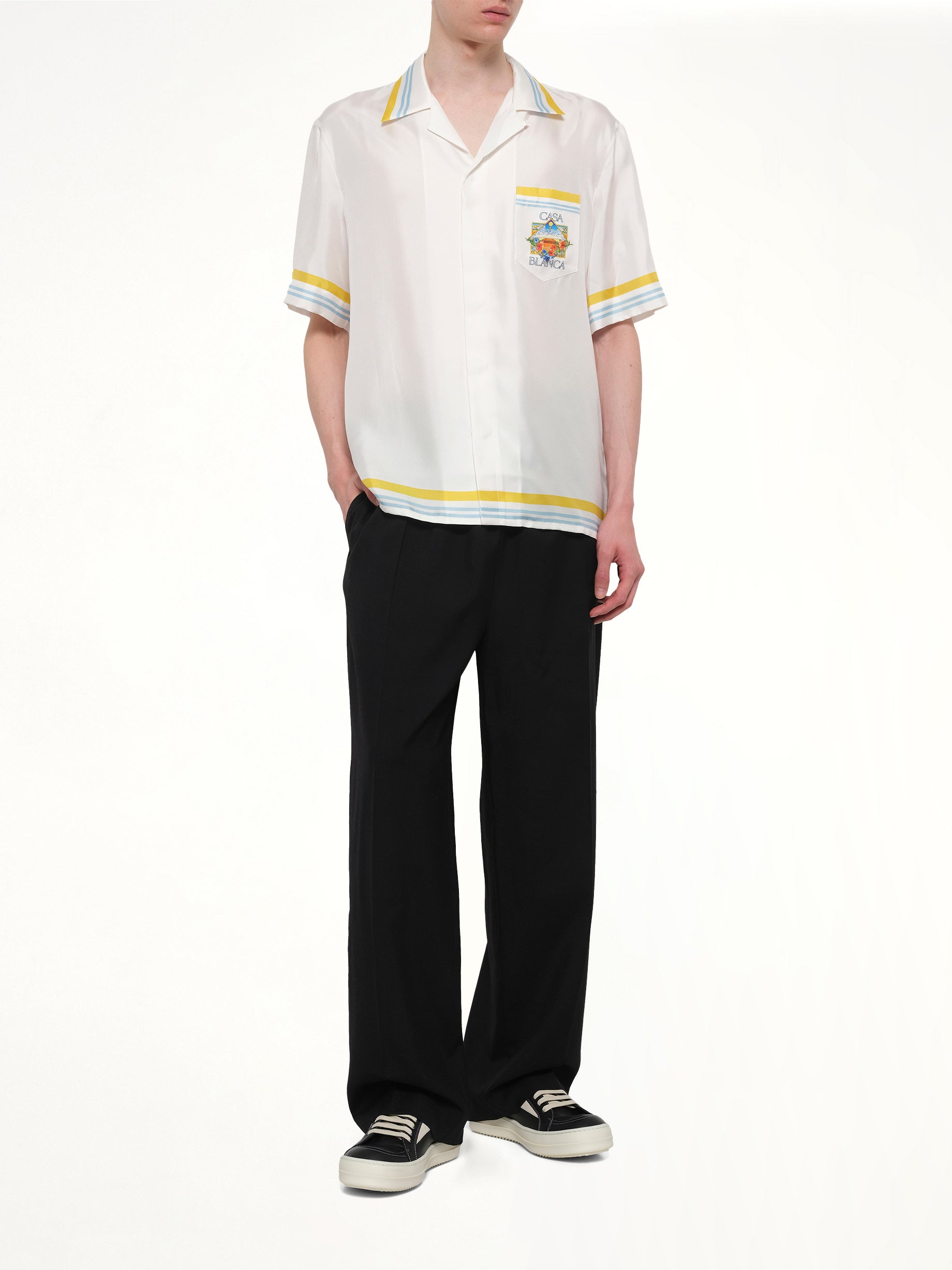 CASABLANCA Tennis Landscape SS Shirt in White Full Reference from MARAIS