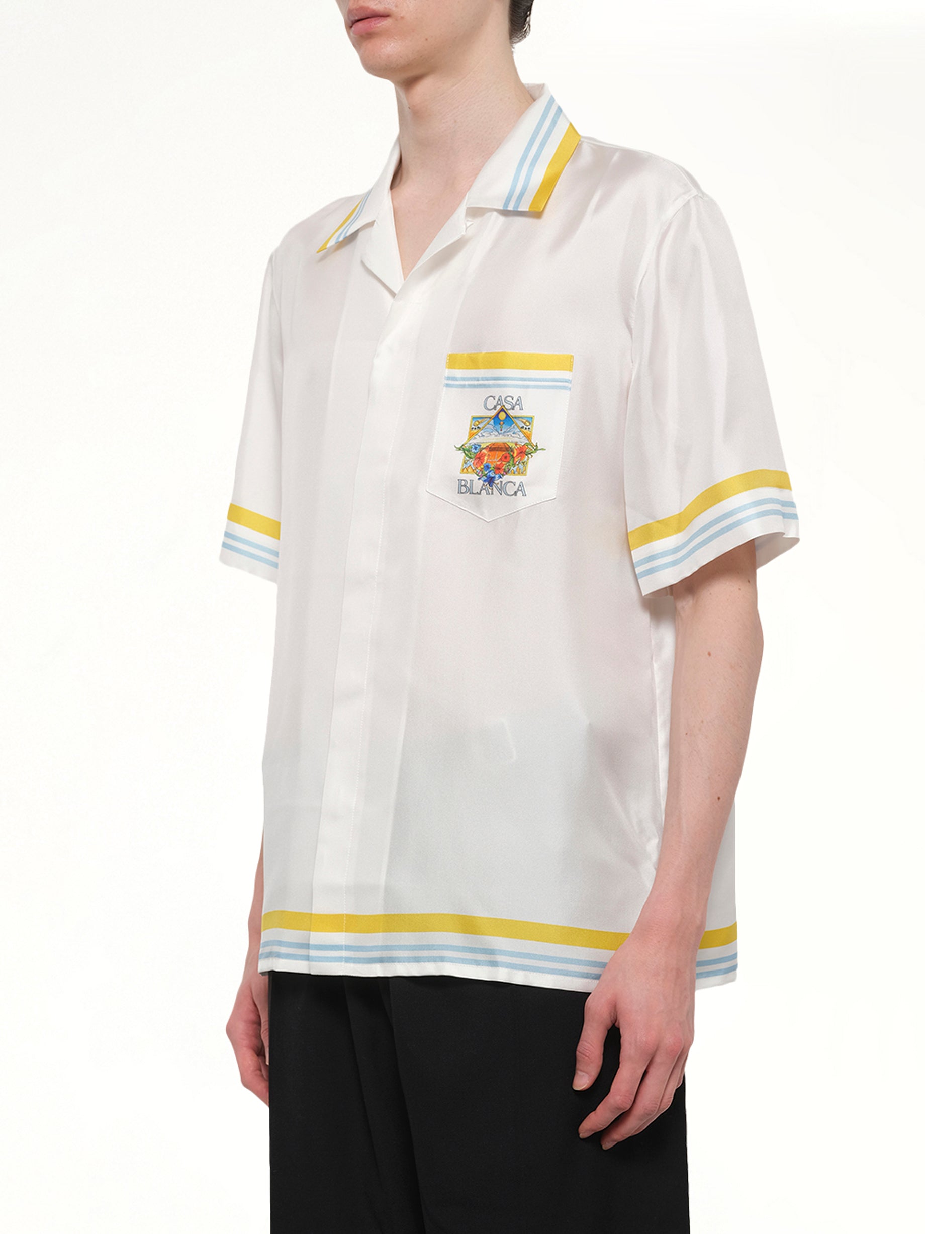 CASABLANCA Tennis Landscape SS Shirt in White Side View from MARAIS
