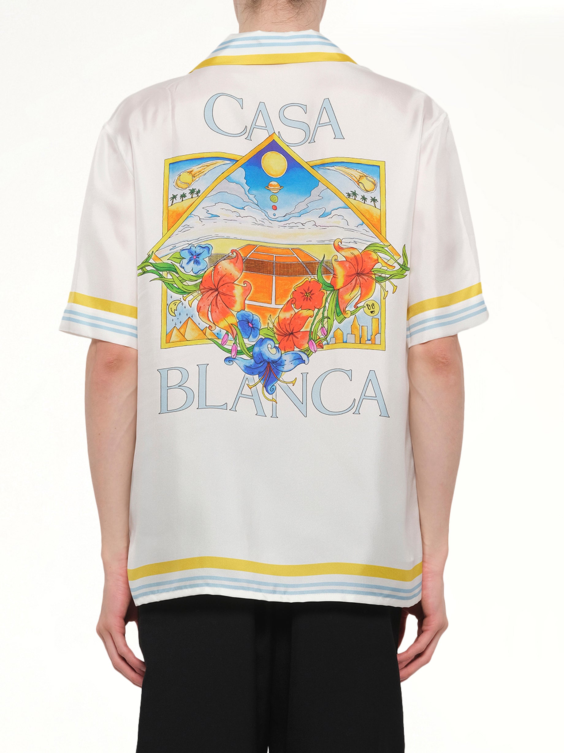 CASABLANCA Tennis Landscape SS Shirt in White Back View from MARAIS