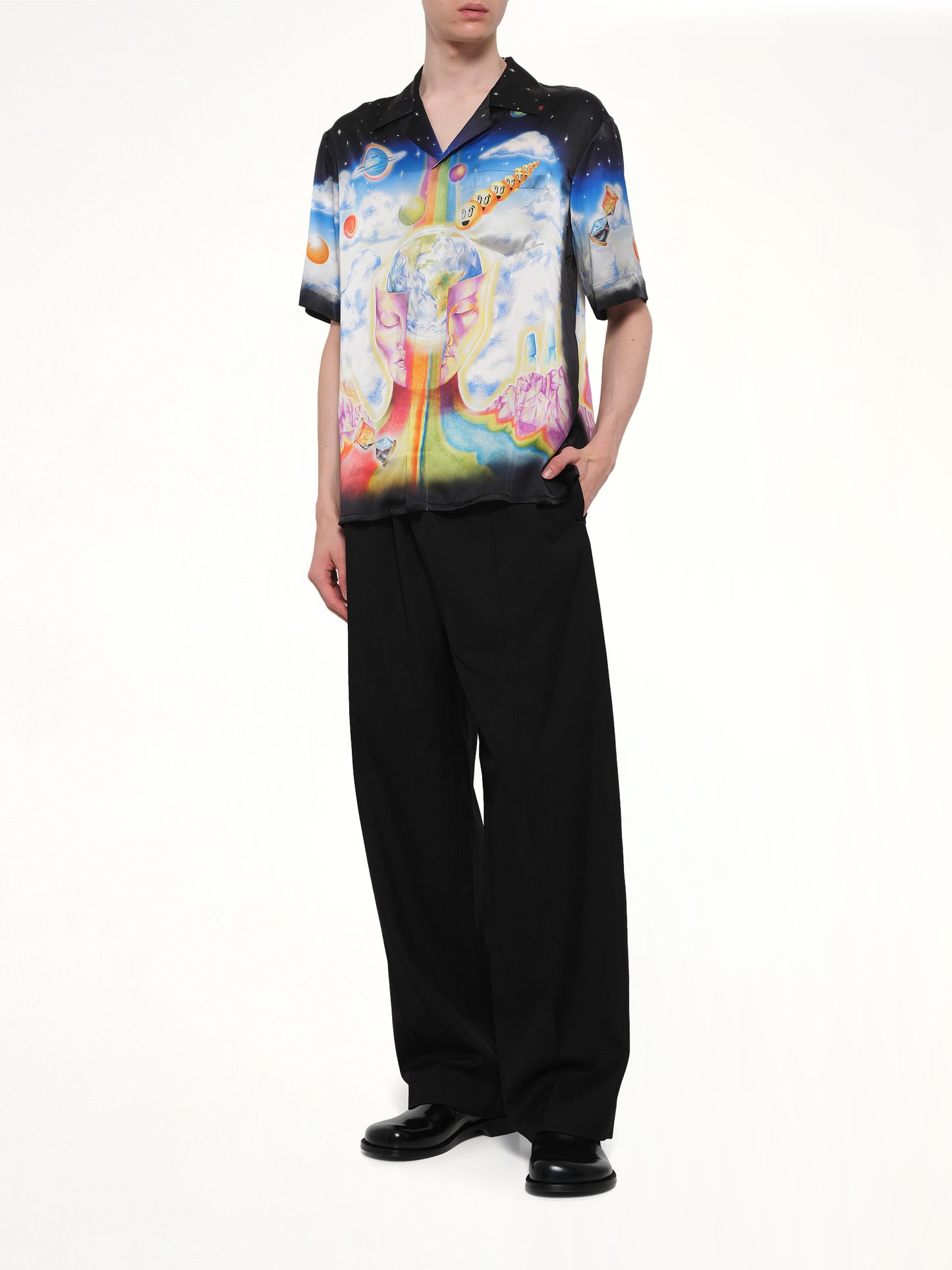 The Essential Experience Cuban Collar SS Shirt in Black