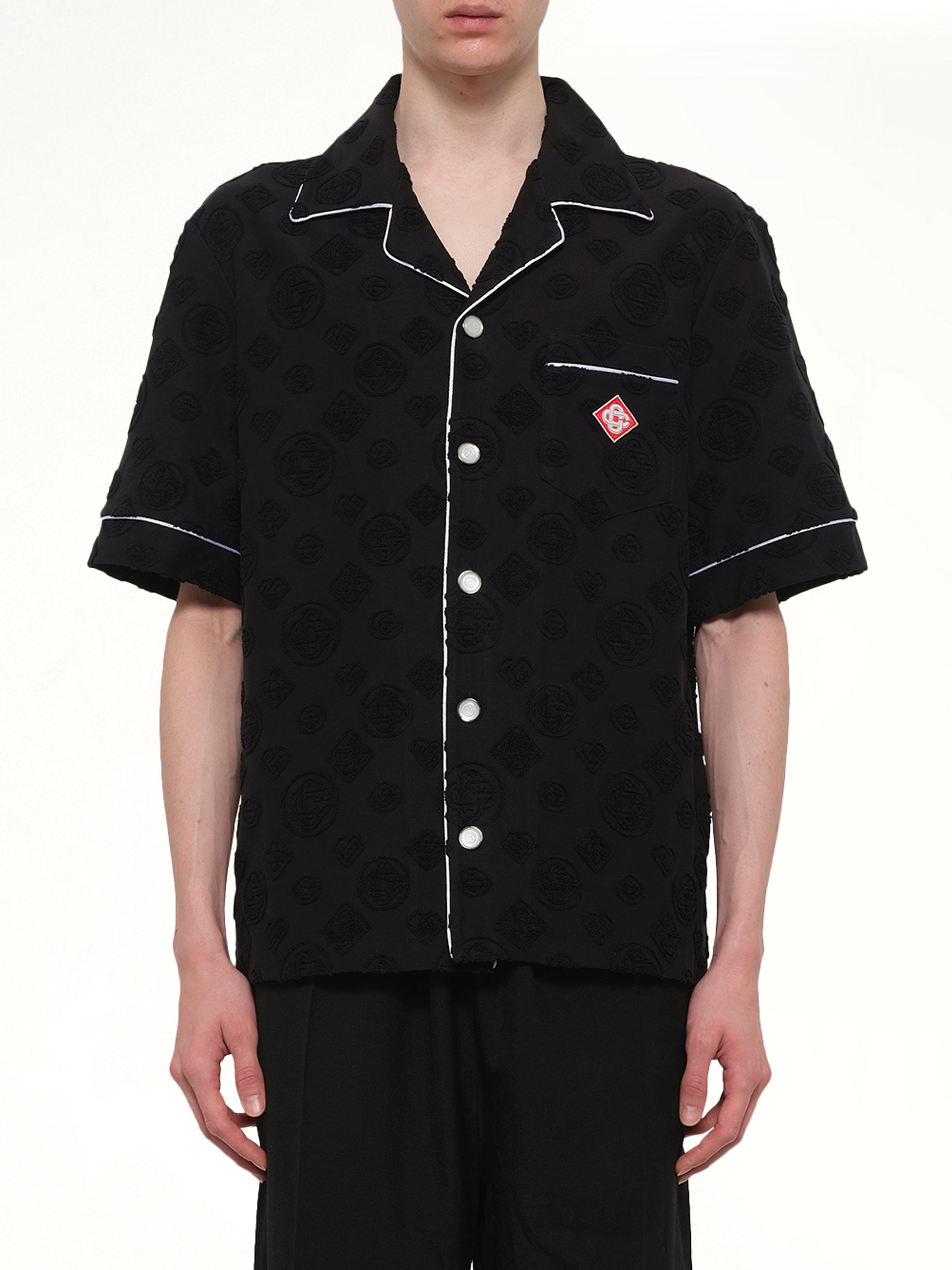 Towelling Monogram Shirt in Black