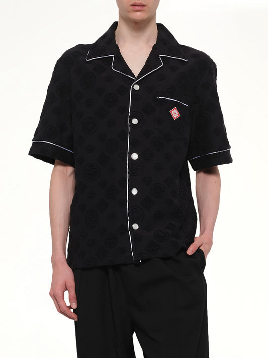 Towelling Monogram Shirt in Black