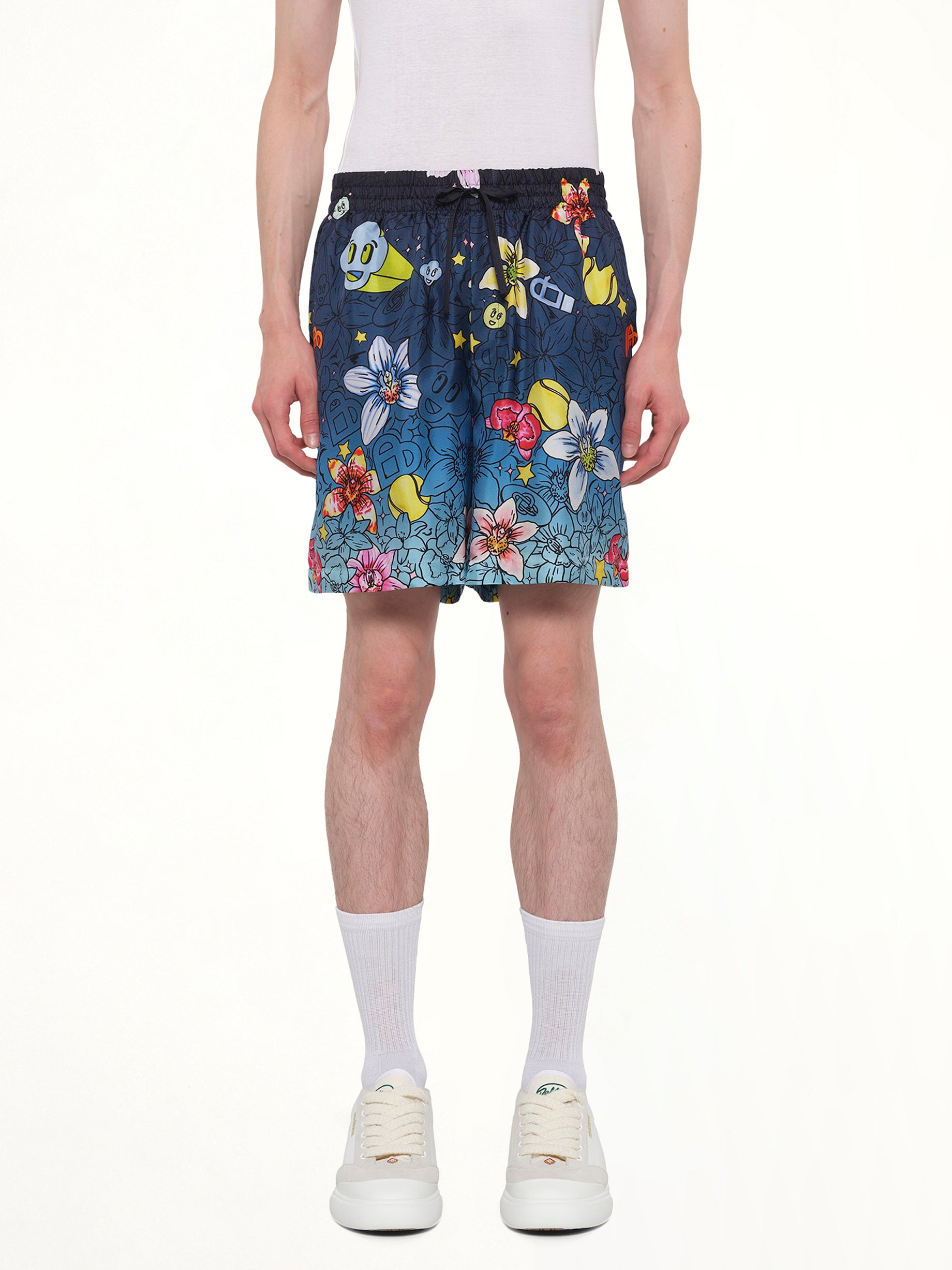 Collage D’Icones Silk Shorts in Multicolour