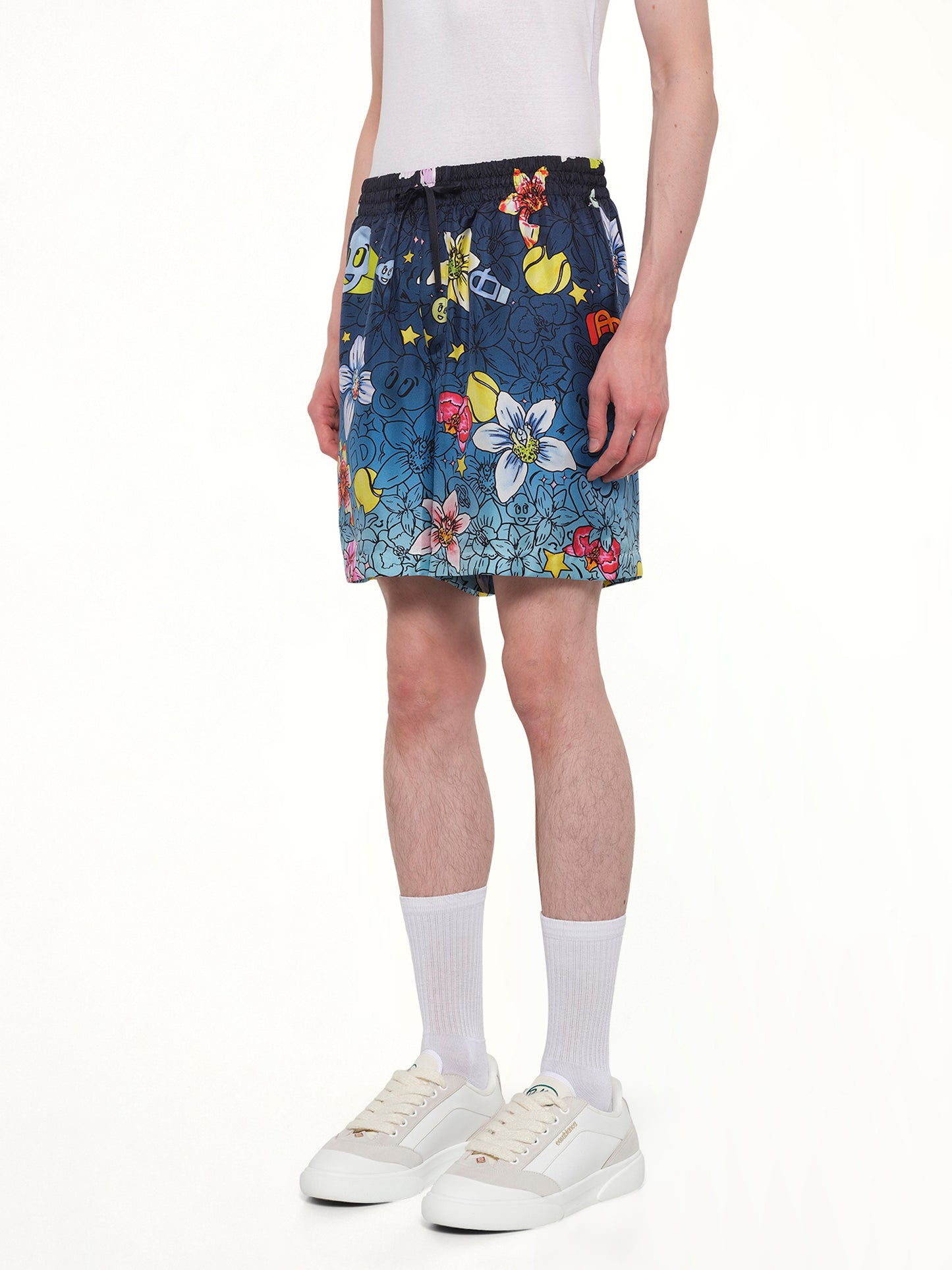 Collage D’Icones Silk Shorts in Multicolour