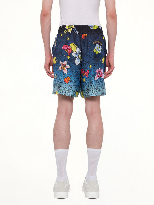 Collage D’Icones Silk Shorts in Multicolour