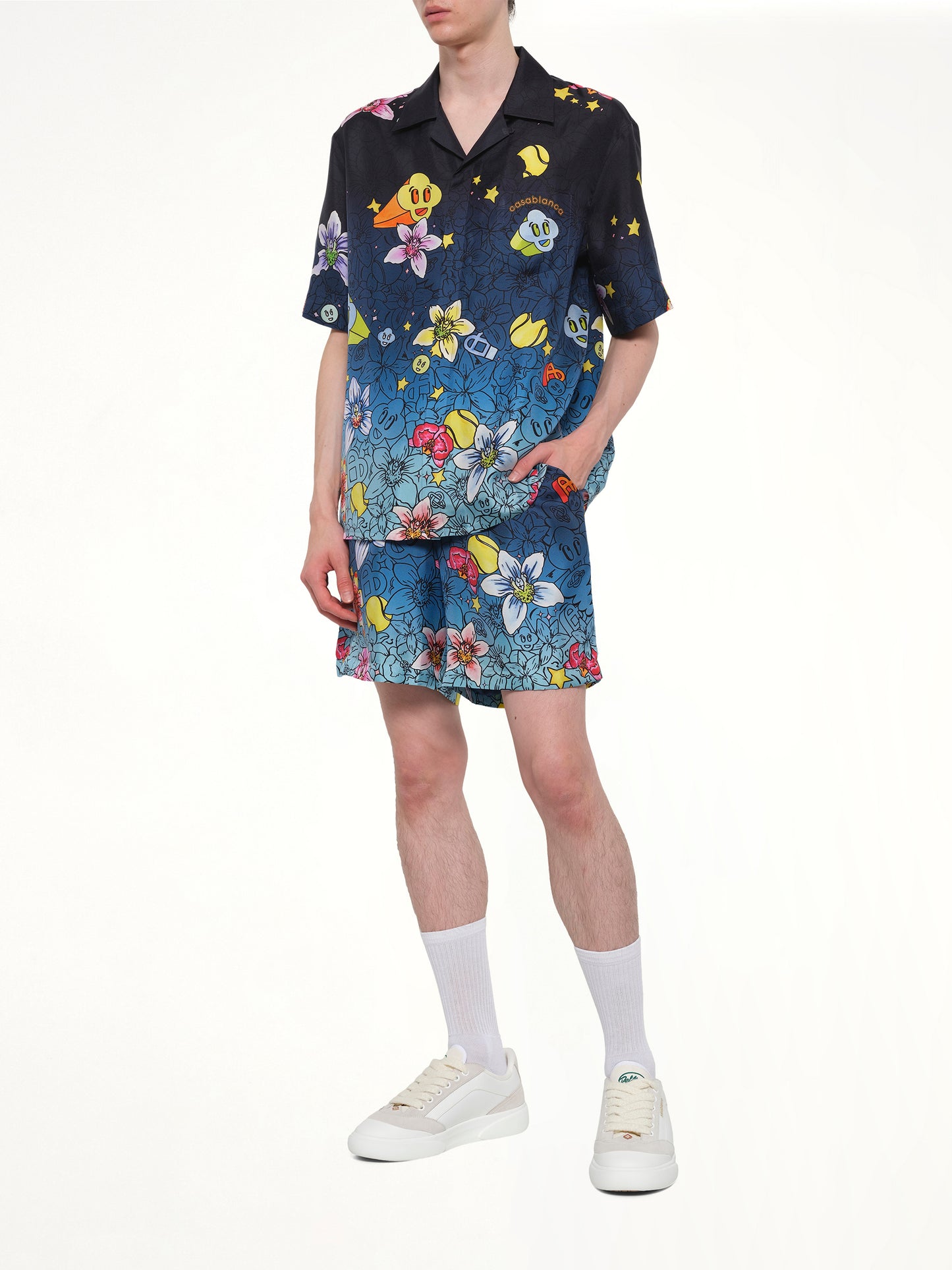 Collage D’Icones Silk Shorts in Multicolour