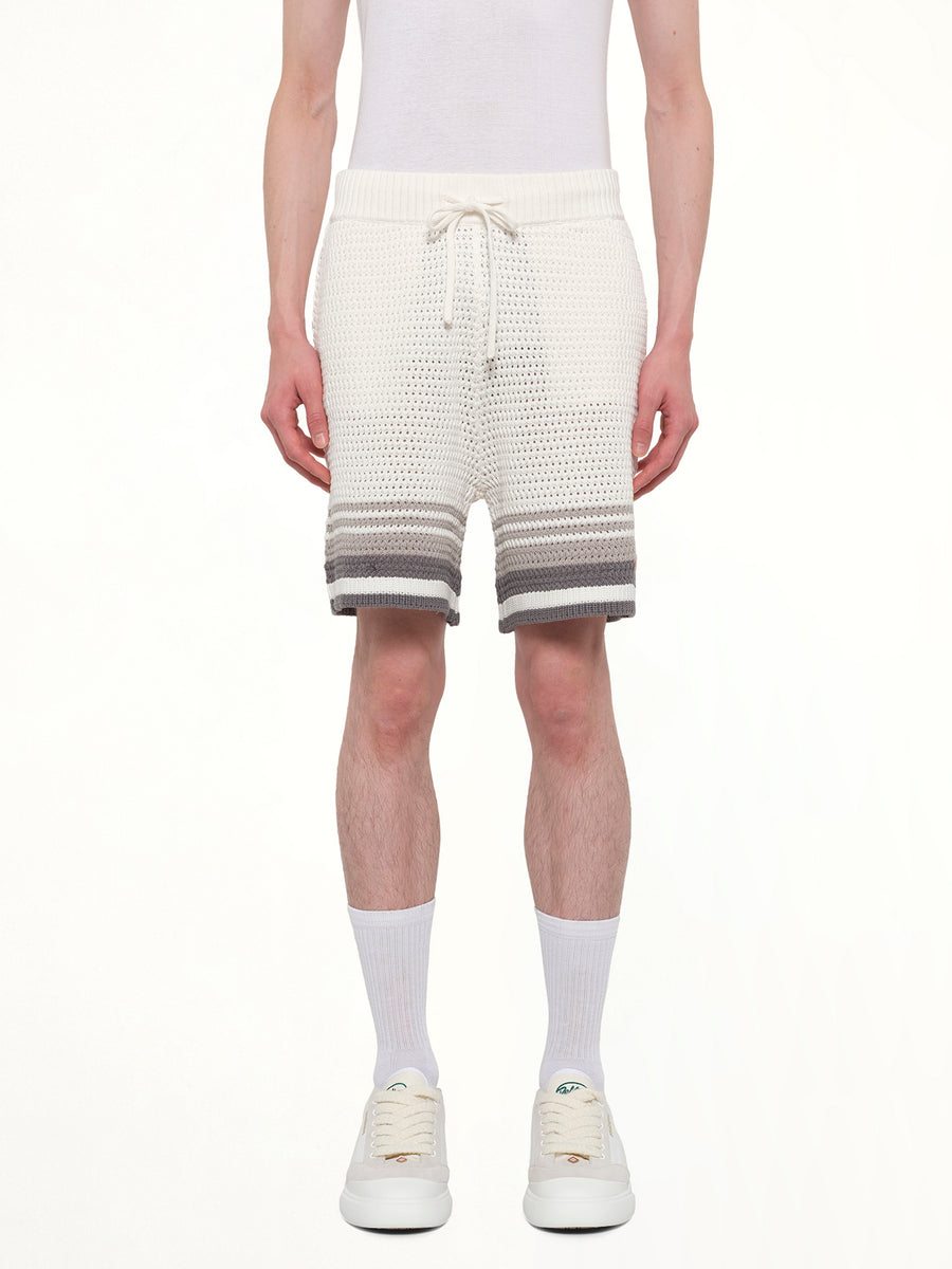 Crochet Shorts in White/Grey