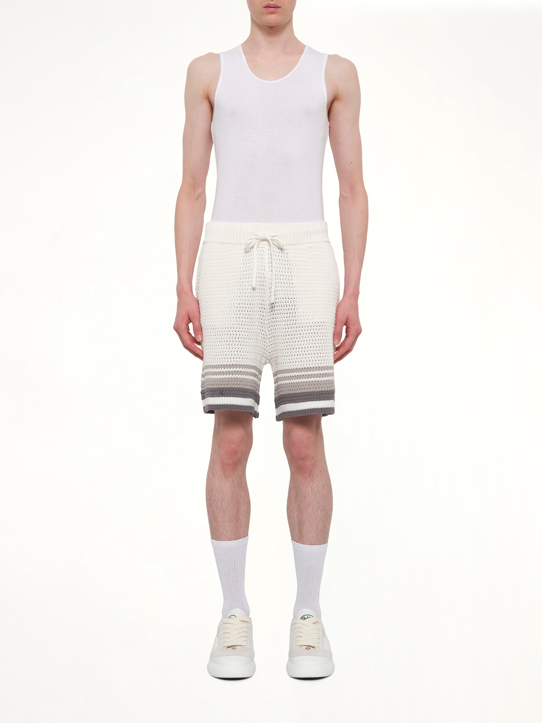 CASABLANCA , 
, Crochet Shorts in White/Grey Model View from MARAIS