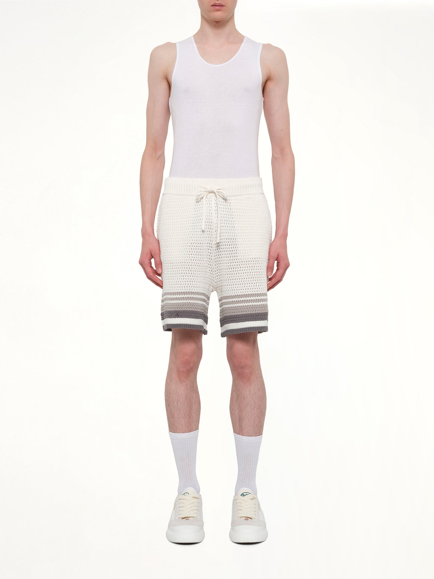 Crochet Shorts in White/Grey