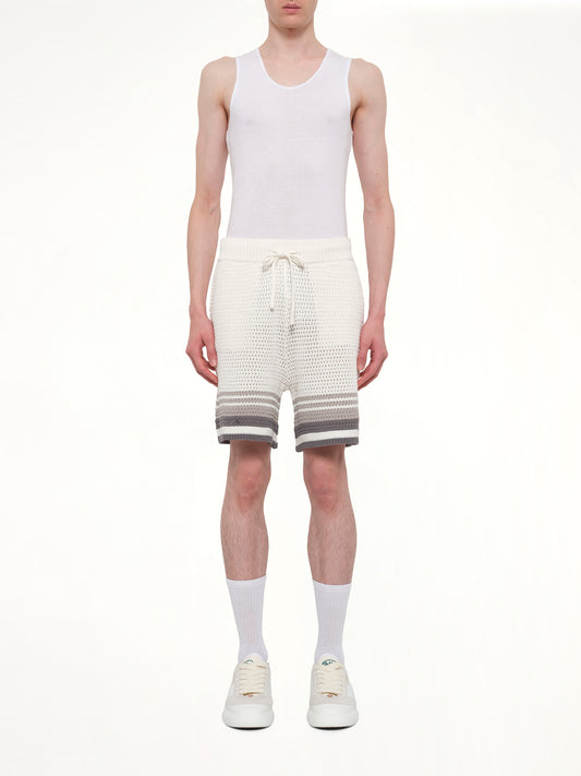 Crochet Shorts in White/Grey
