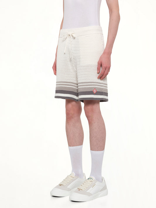 Crochet Shorts in White/Grey