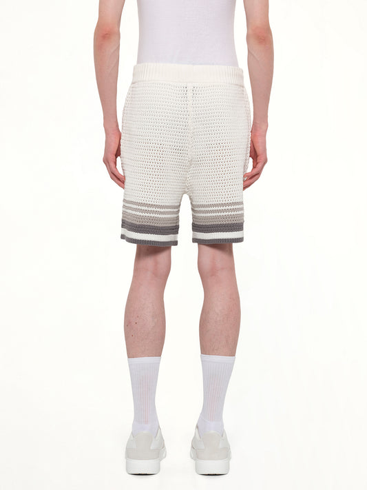 Crochet Shorts in White/Grey