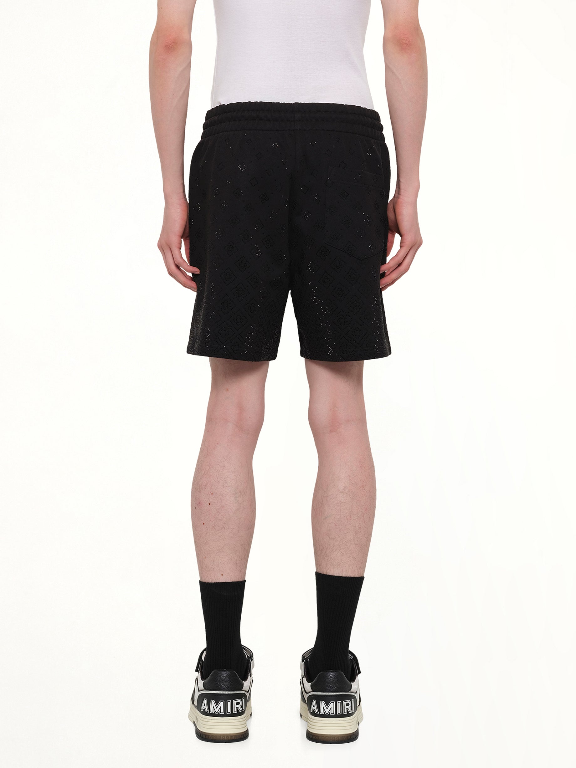CASABLANCA Crystal Monogram Sweatshort in Black Back View from MARAIS