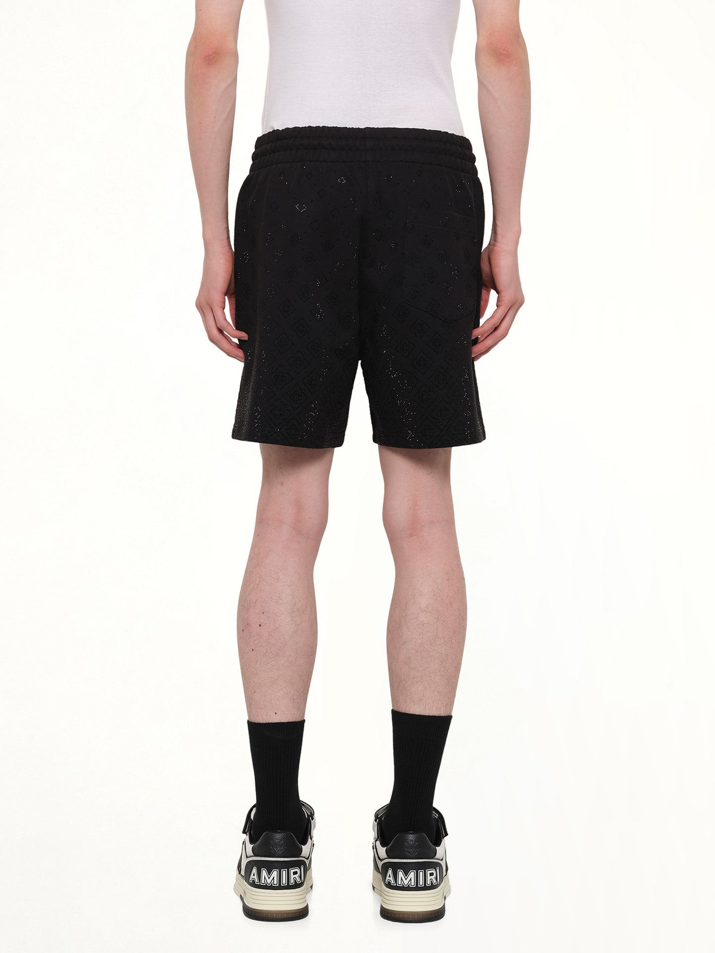 Crystal Monogram Sweatshort in Black