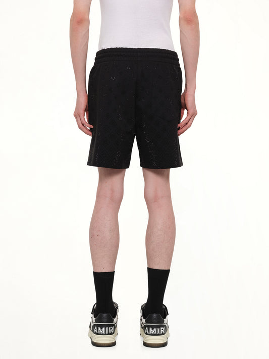 Crystal Monogram Sweatshort in Black
