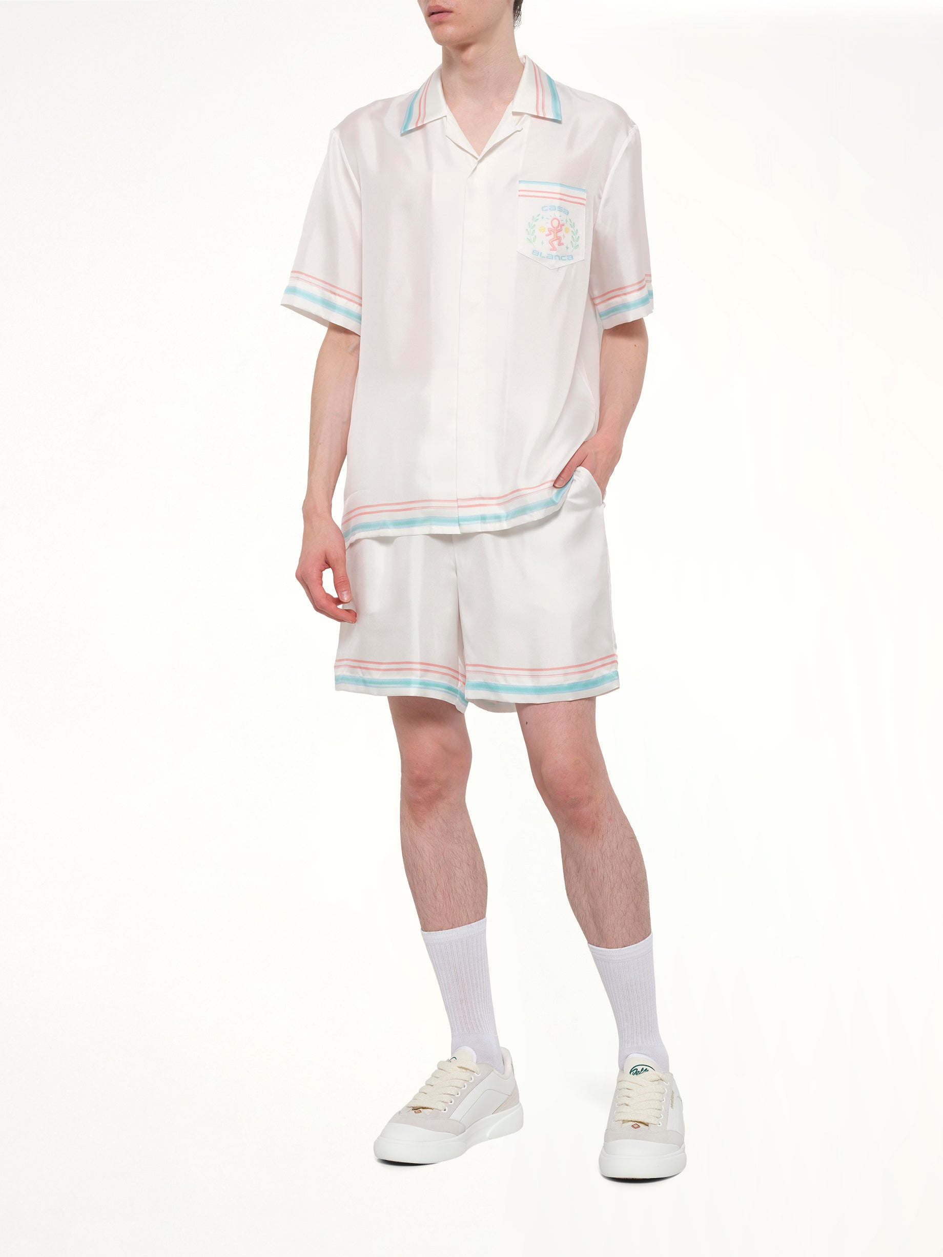 CASABLANCA Dance Joy Silk Shorts in White Full Reference from MARAIS