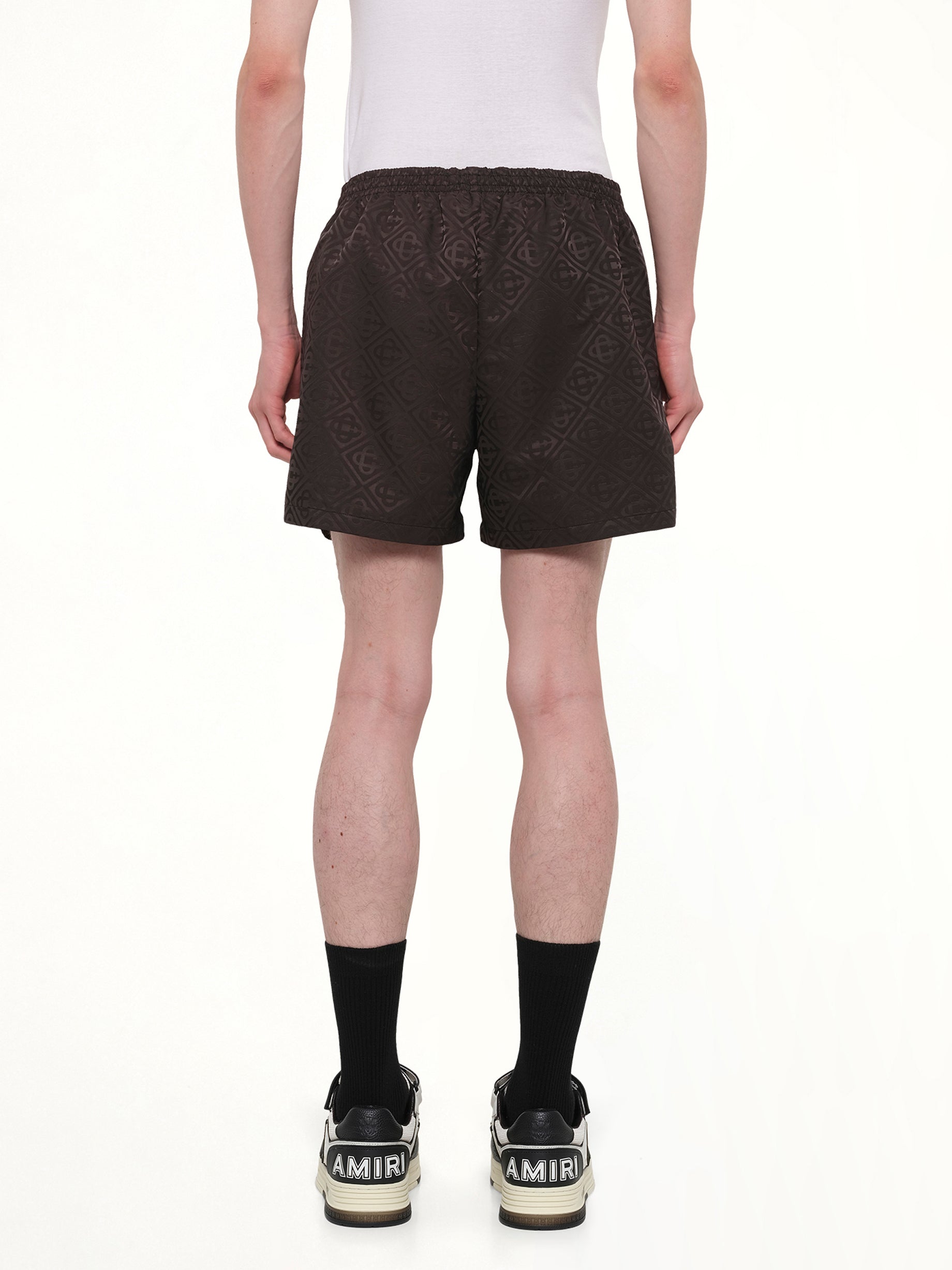 CASABLANCA Jacquard Swim Shorts in Black Back View from MARAIS