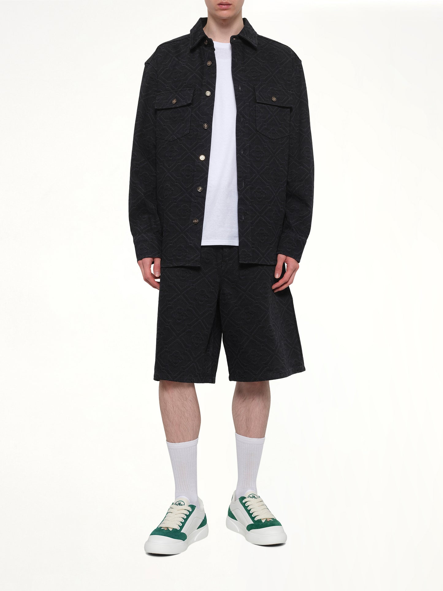 Laser Monogram Denim Shorts in Black