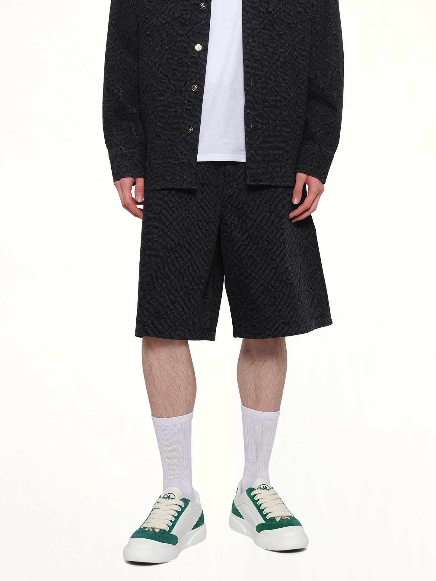 Laser Monogram Denim Shorts in Black