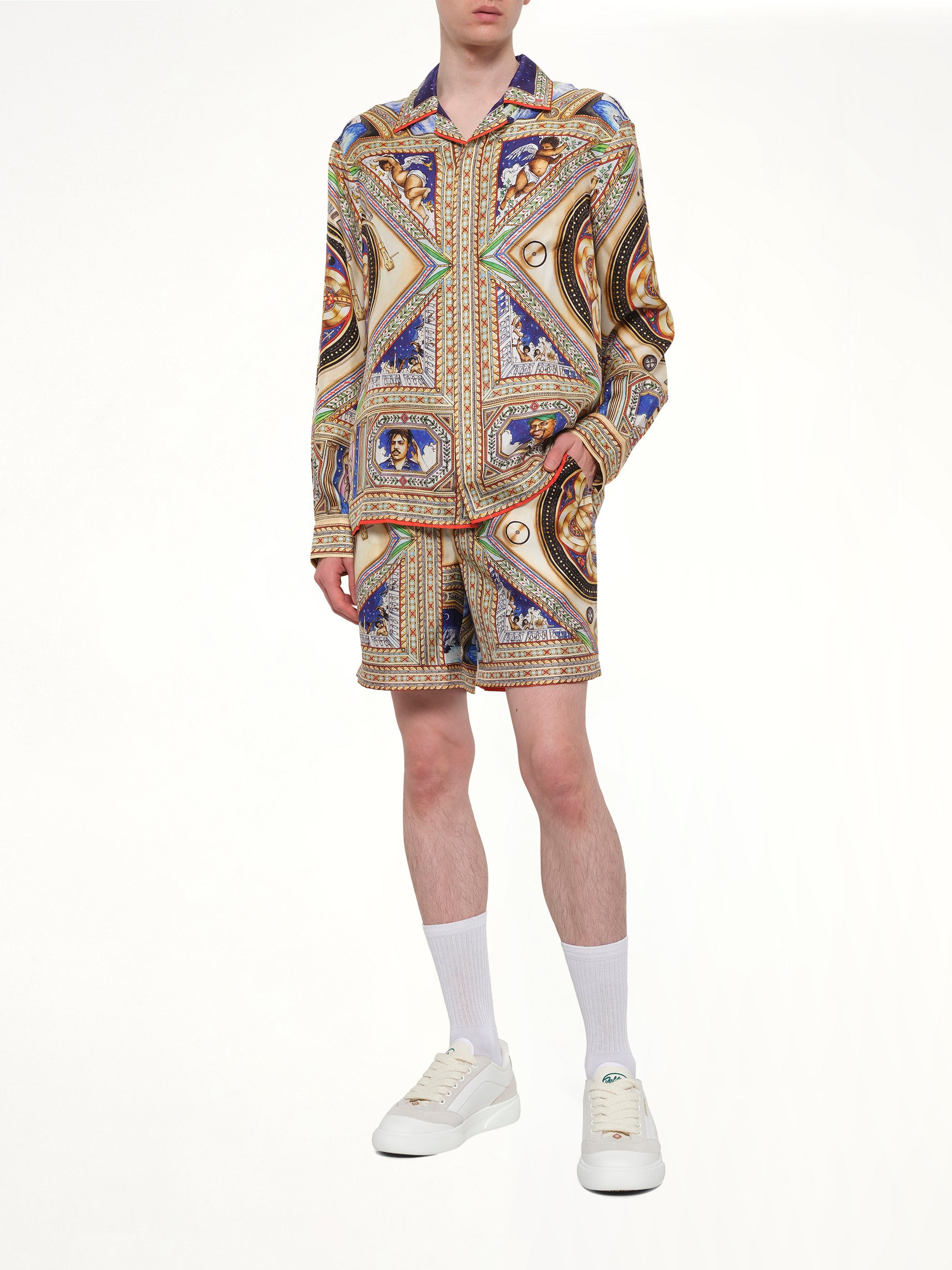 CASABLANCA Plafond Orne De Musique Silk Shorts in Multicolour Full Reference from MARAIS