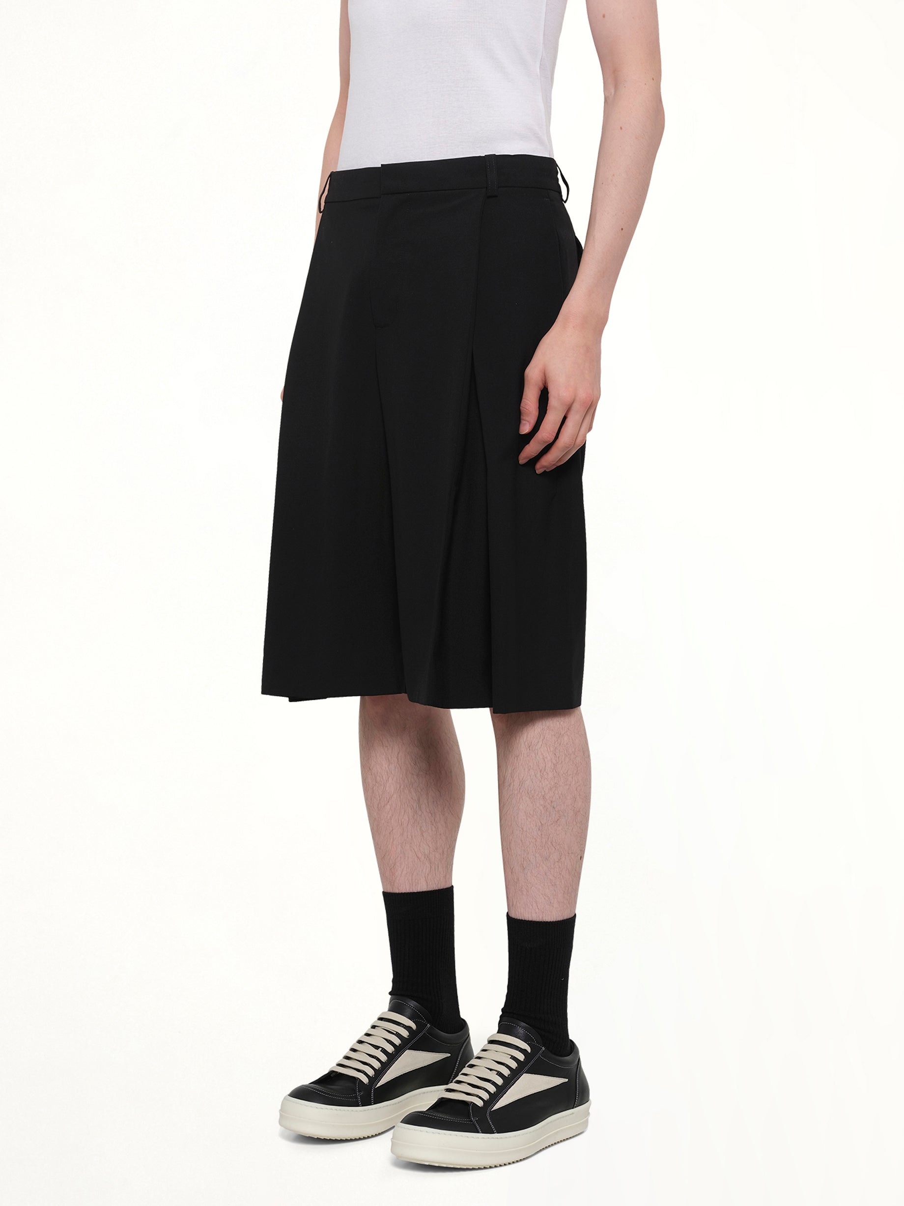 CASABLANCA Pleated Baggy Shorts in Black Side View from MARAIS