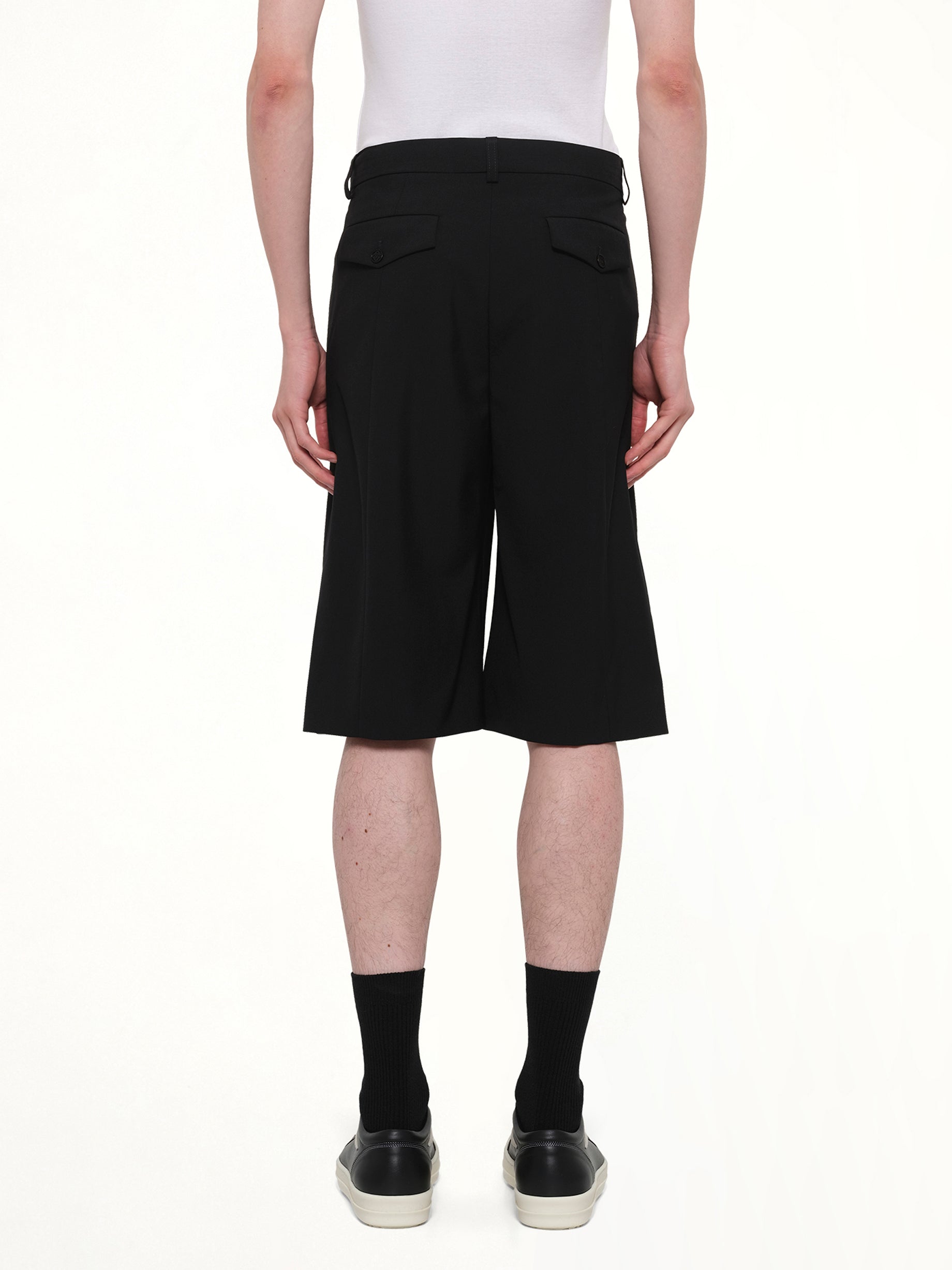 CASABLANCA Pleated Baggy Shorts in Black Back View from MARAIS