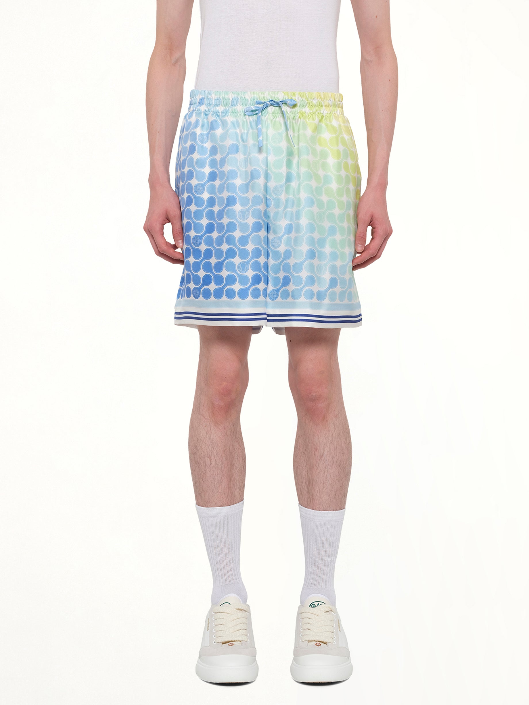 Tennis Tile Silk Shorts in Multicolour