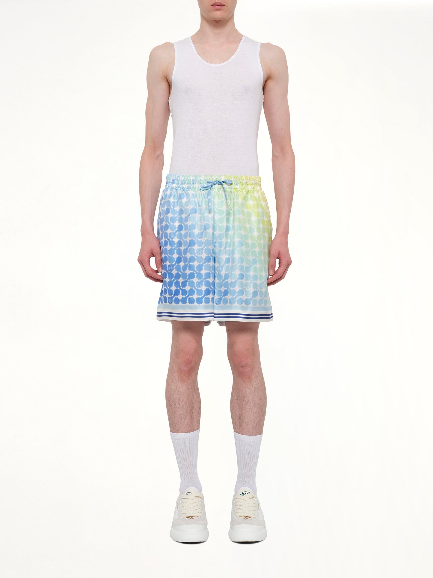 Tennis Tile Silk Shorts in Multicolour