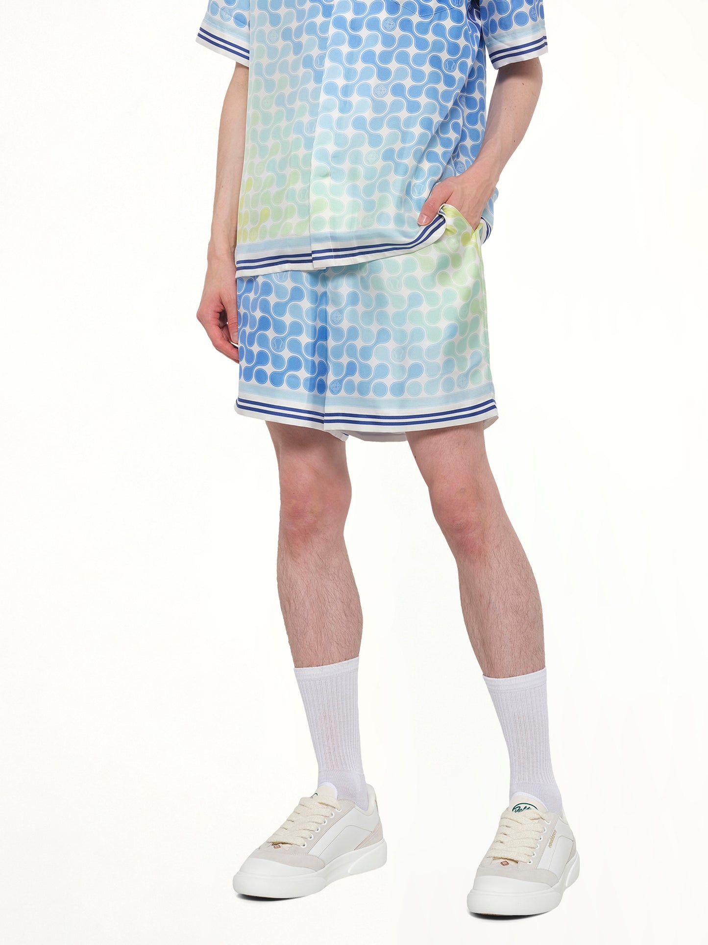 Tennis Tile Silk Shorts in Multicolour