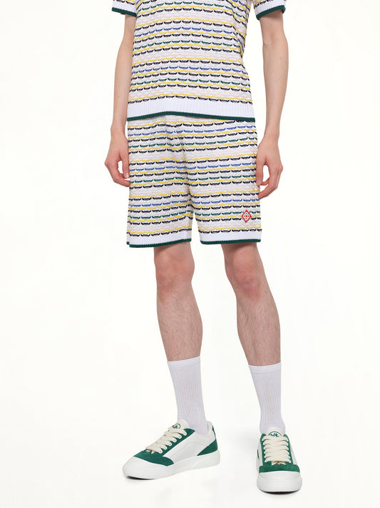 Tuck Stitch Shorts in White